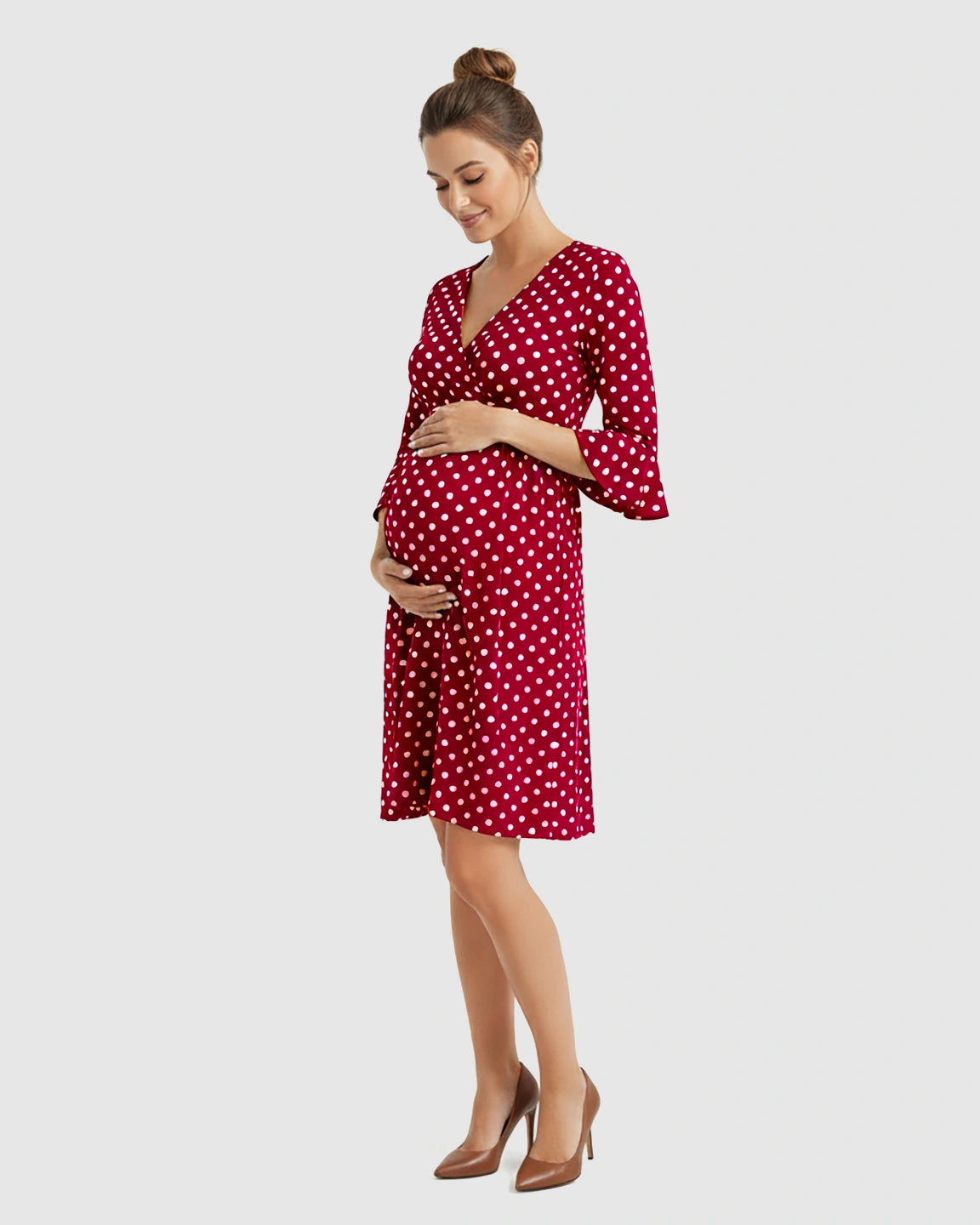 Polka Dot Empire Waist Maternity Short Dress