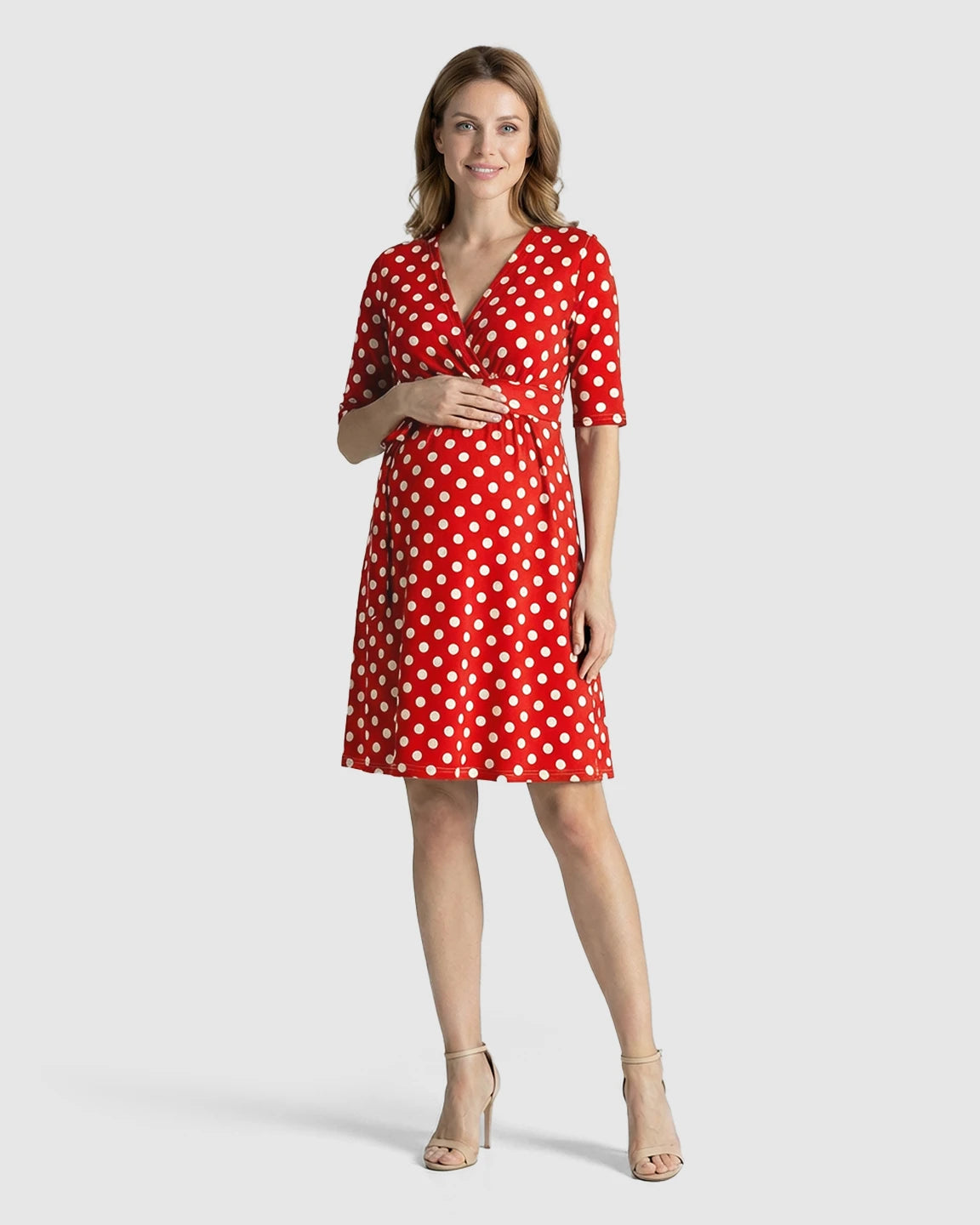Adjustable Waist Polka Dot Maternity Dress