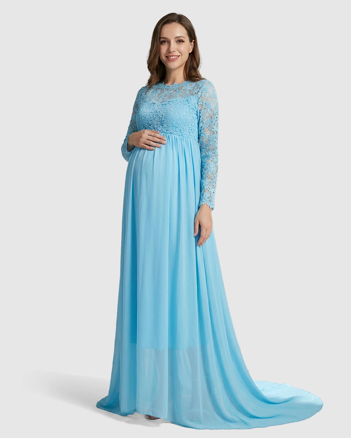 Lace Bodice Trailing Skirt Maternity Photoshoot Gown
