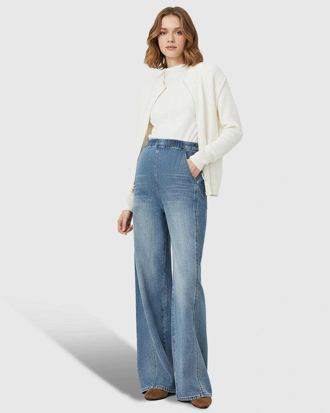 Zipperless Side Drawstring Wide-Leg Maternity Pants