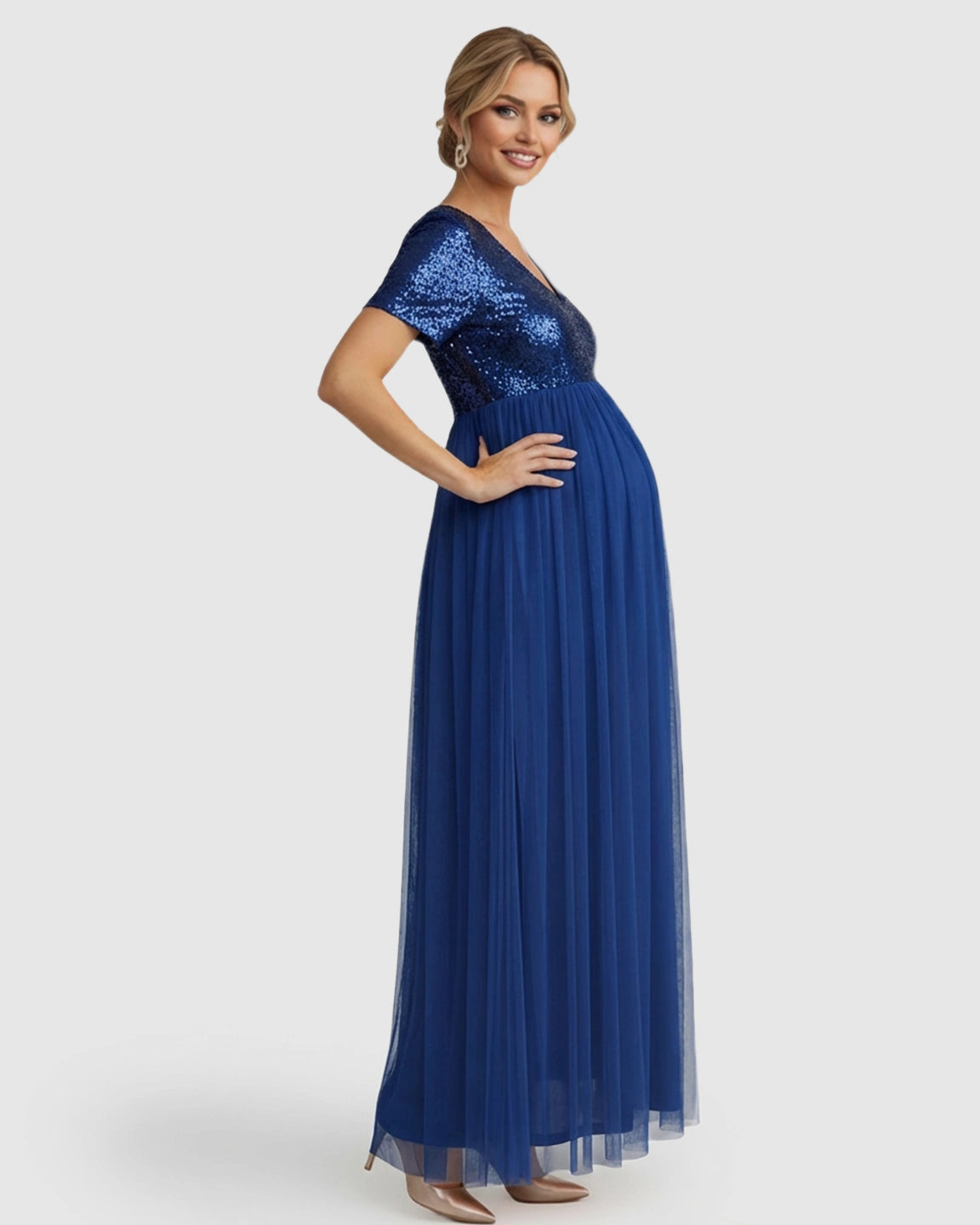 Sequin Bodice Glamorous Maternity Maxi Dress