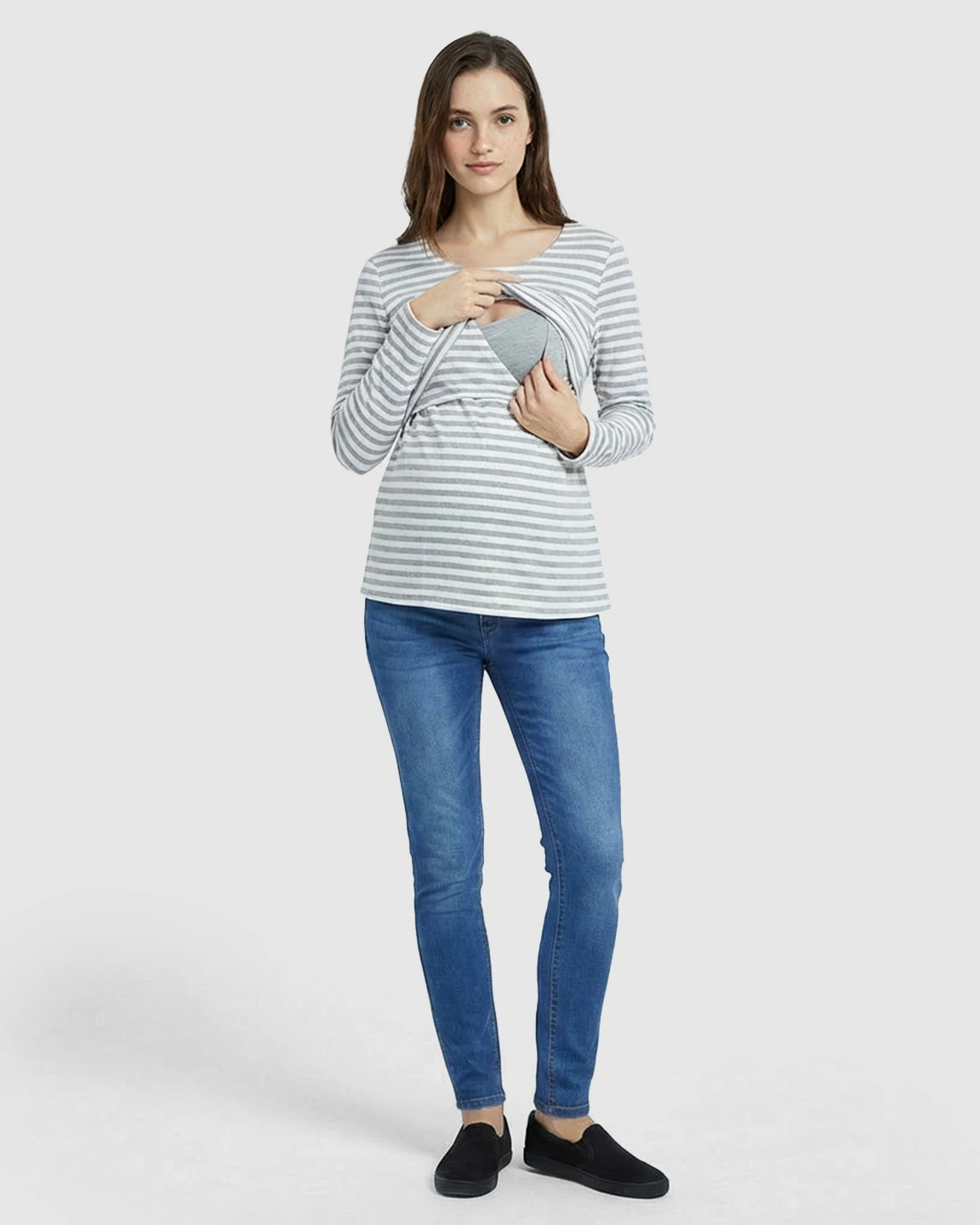 Long-Sleeve Overlap Panel Maternity & Nursing Top