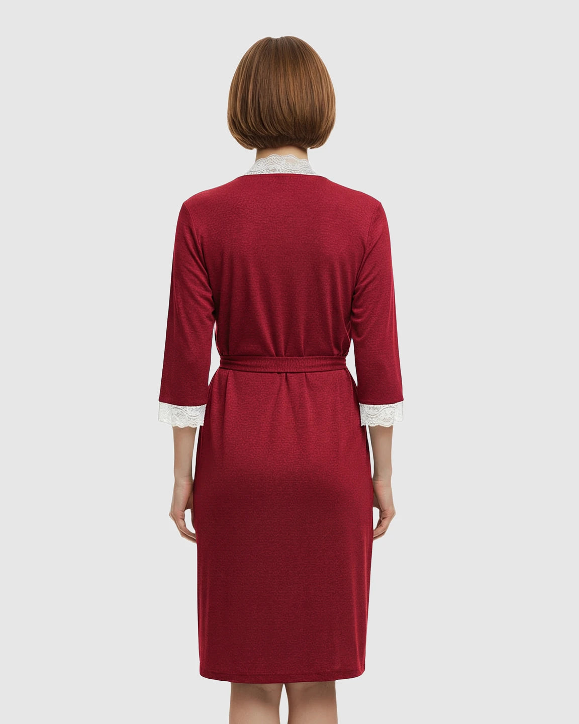 Lace Trim Wrap Maternity Robe