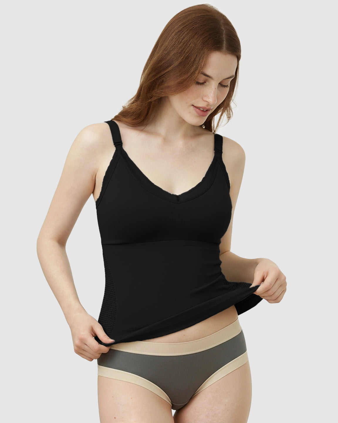 Seamless Lace-Trim V-Neck Nursing Cami