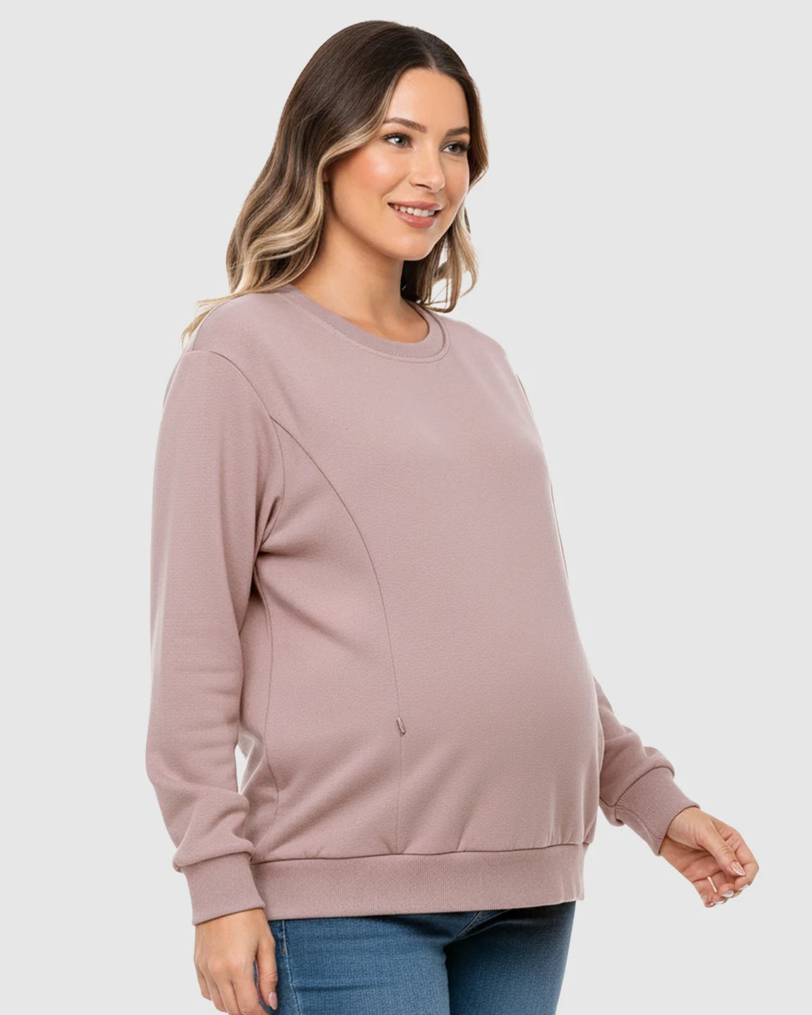Waffle-Knit Cozy Fit Maternity Nursing Sweatshirt