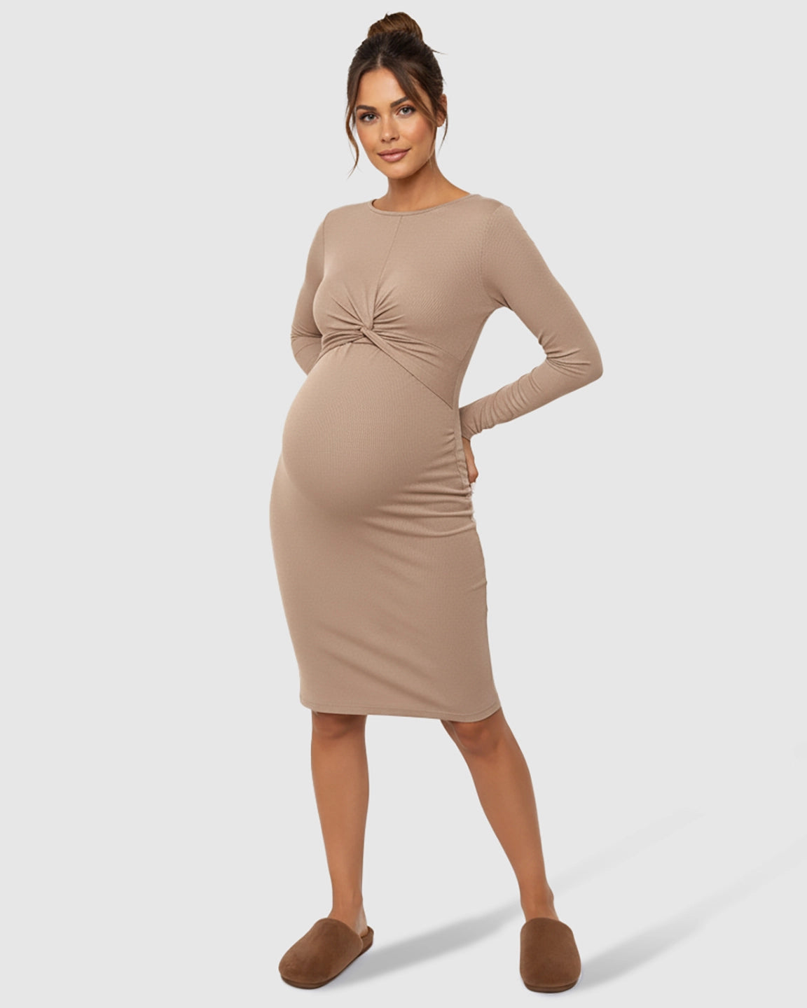Twist-Front Bodycon Maternity Short Dress