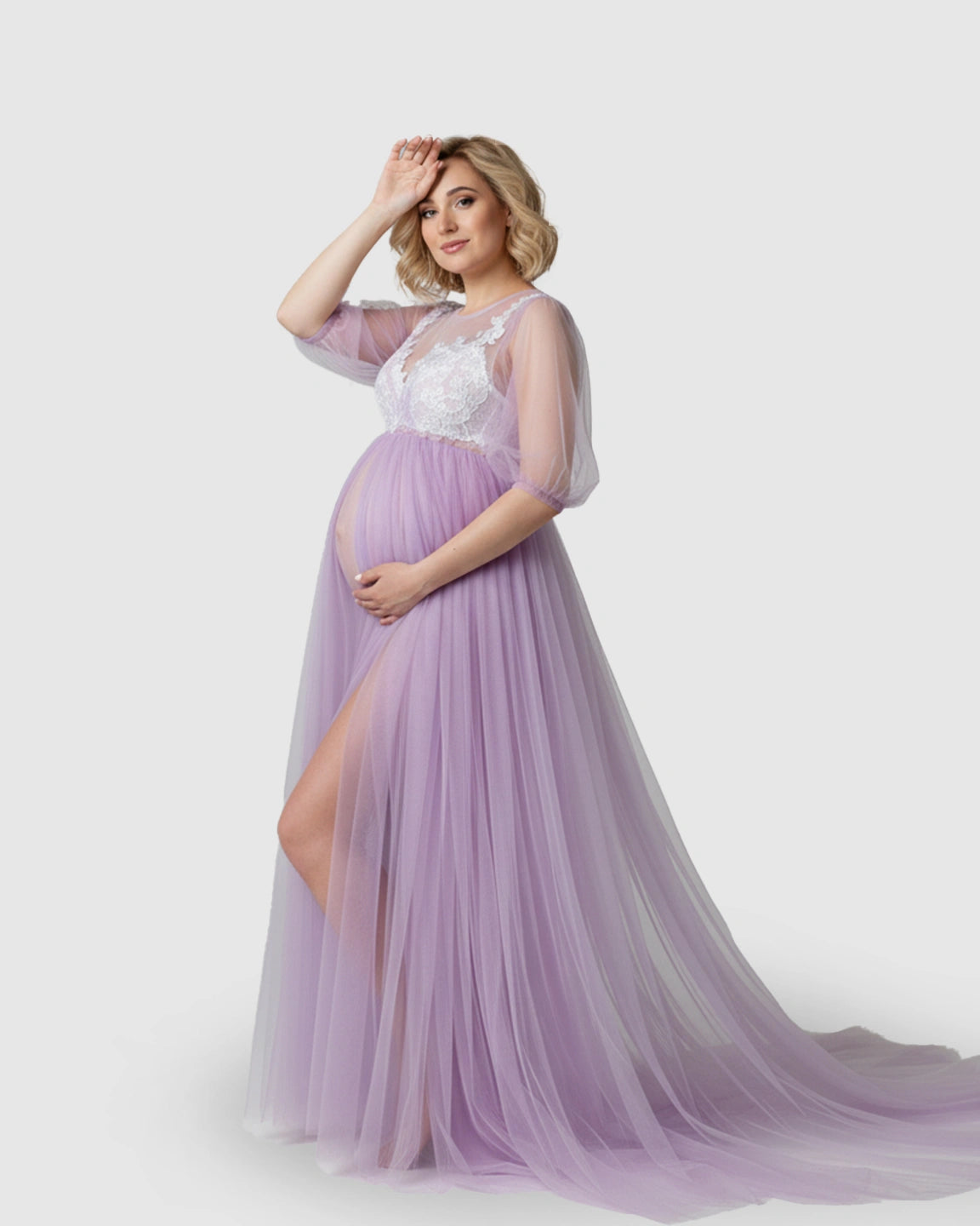 Tulle Lace Swing Trail Maternity Photoshoot Dress