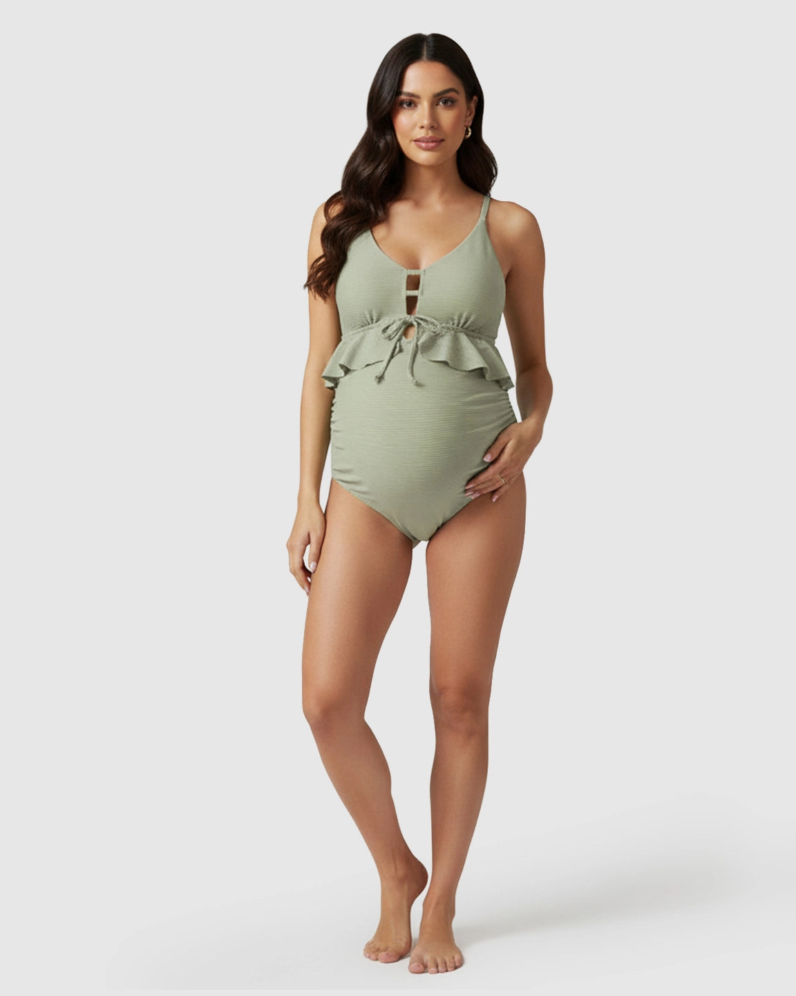 Ruffle Detail Tankini Maternity Swimsuit