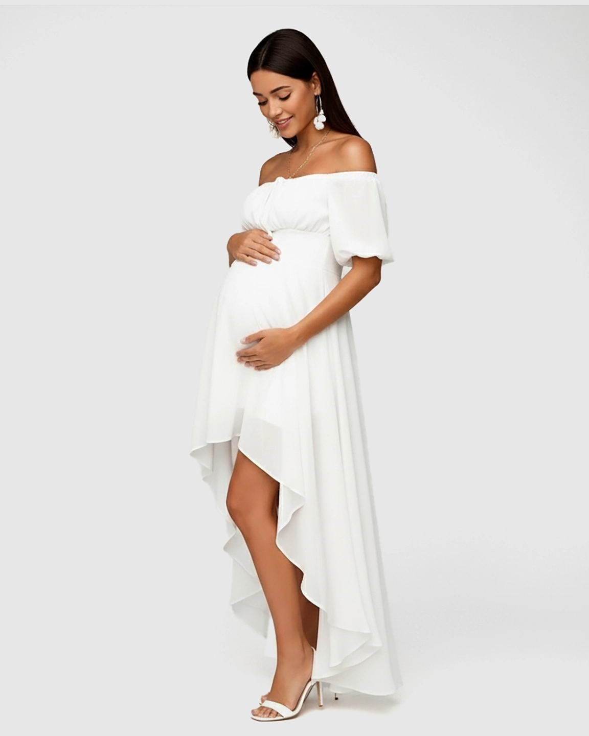 Off-Shoulder Flowy Maternity Dress