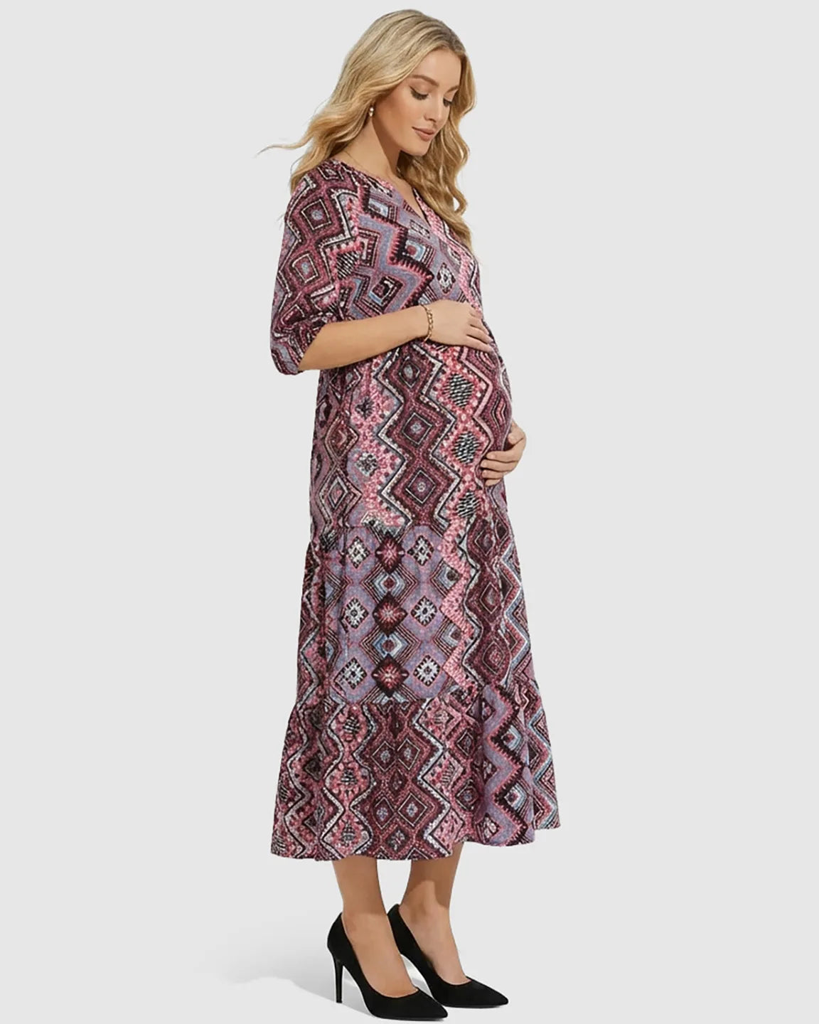 Bohemian Print A-line Maternity Maxi Dress