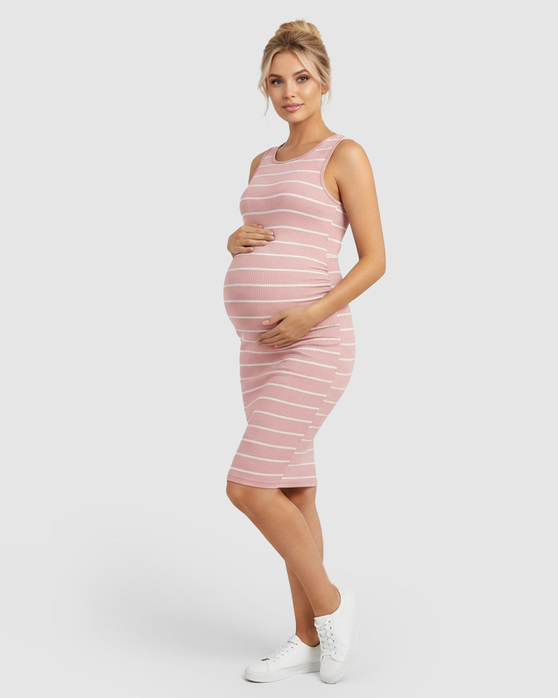 Striped Sleeveless Loose Flowing Maternity Dress