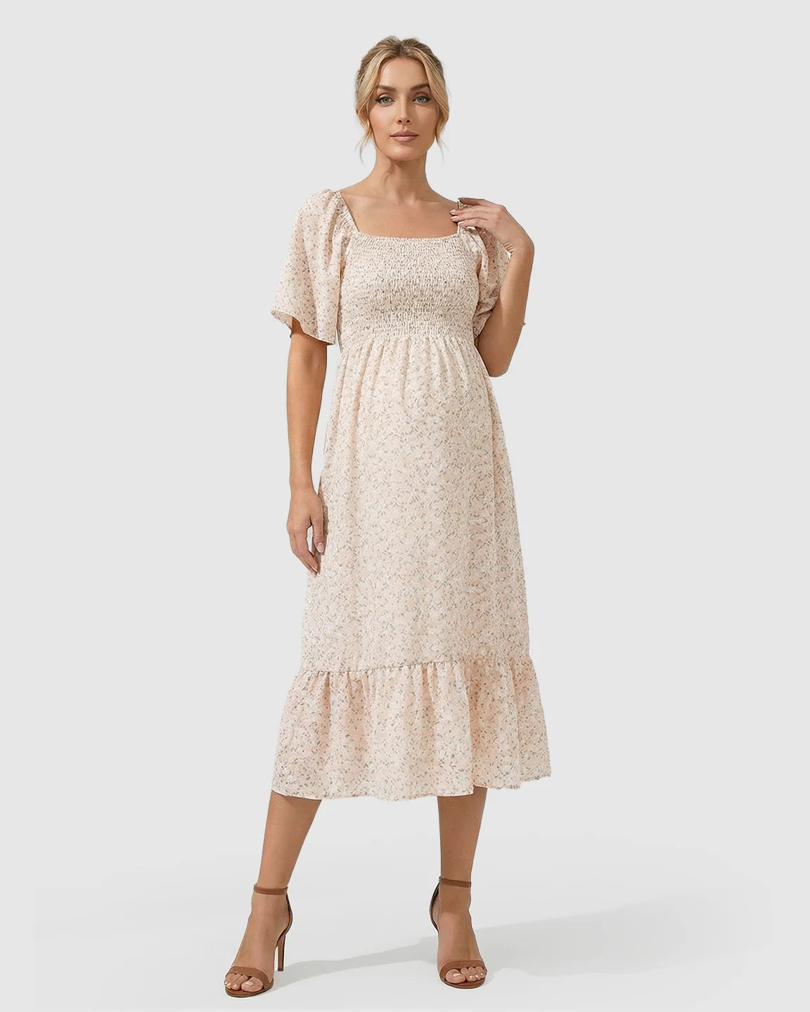 Flutter Sleeve A-Line Maternity Summer Dress