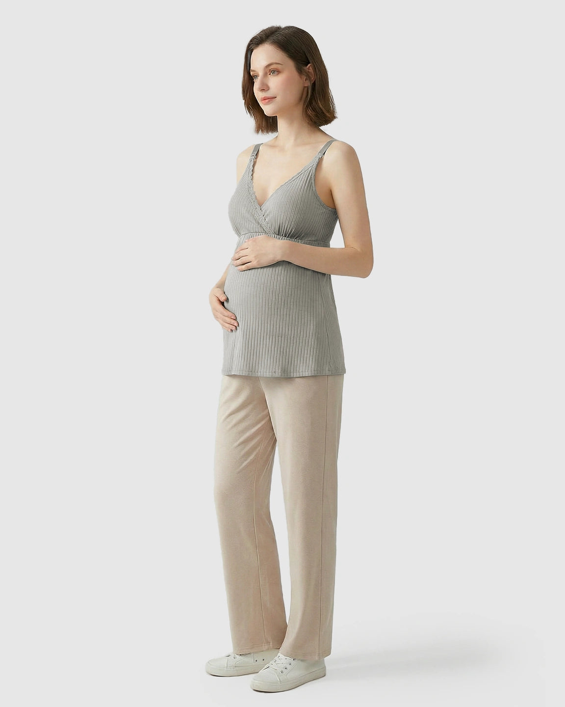 Easy-Access Crisscross Ribbed Nursing Camisole