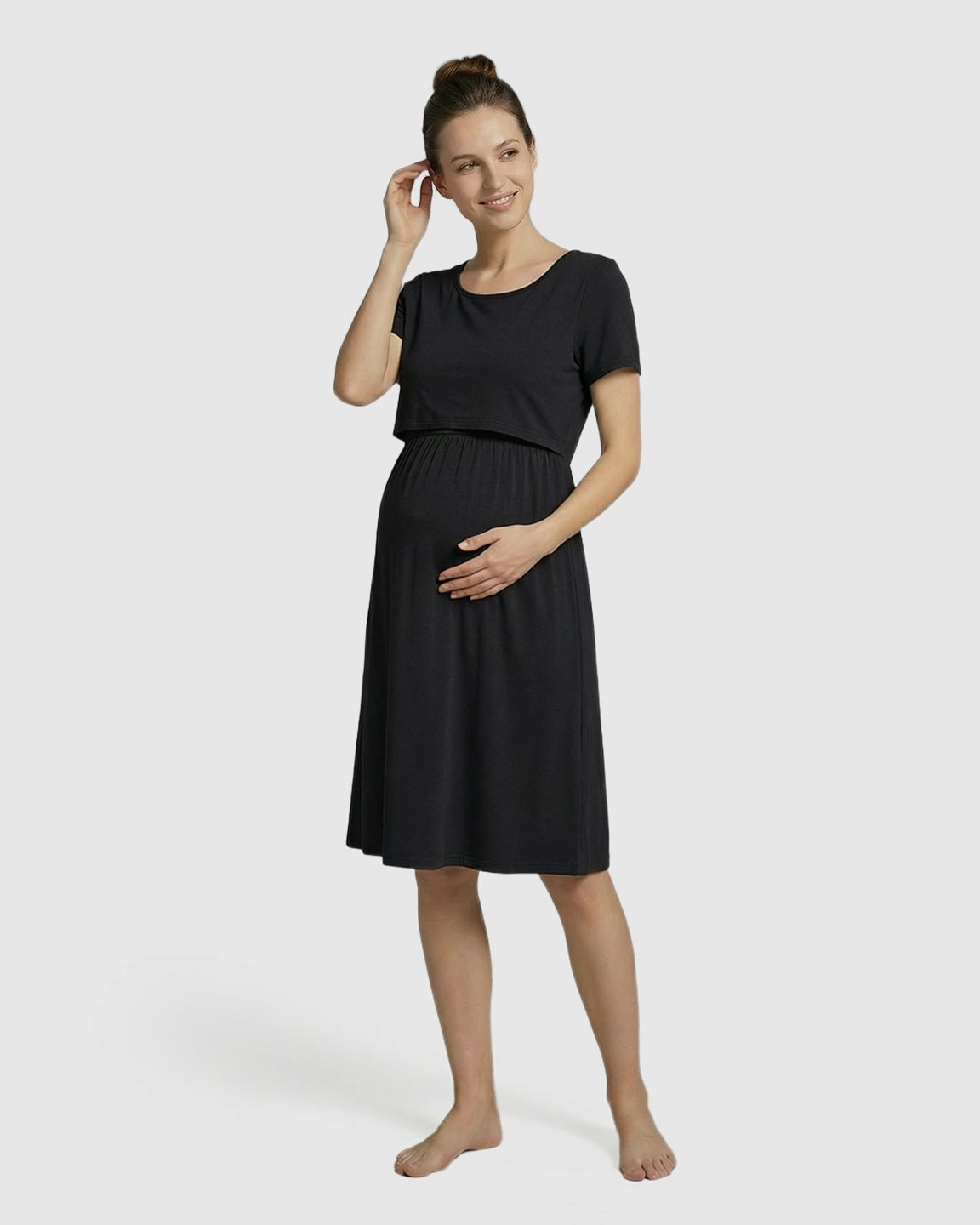 Double-Layer Nursing Front Relaxed Maternity Dress