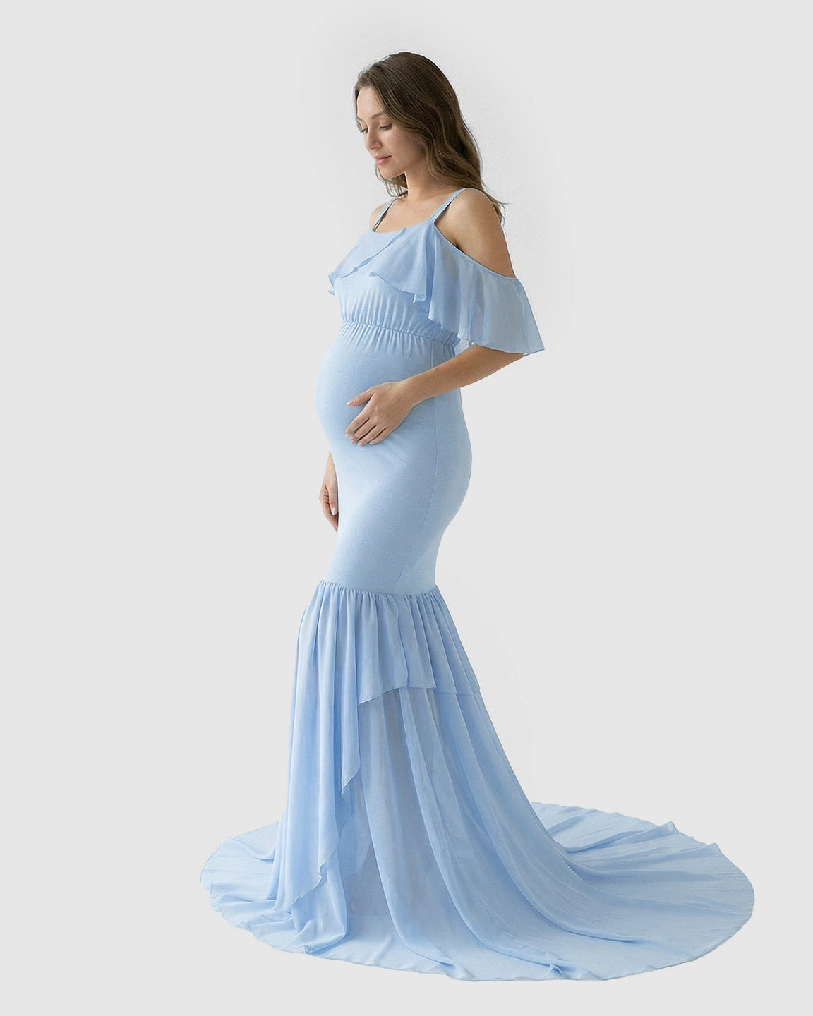 Off-Shoulder Mermaid Trail Maternity Photoshoot Dress