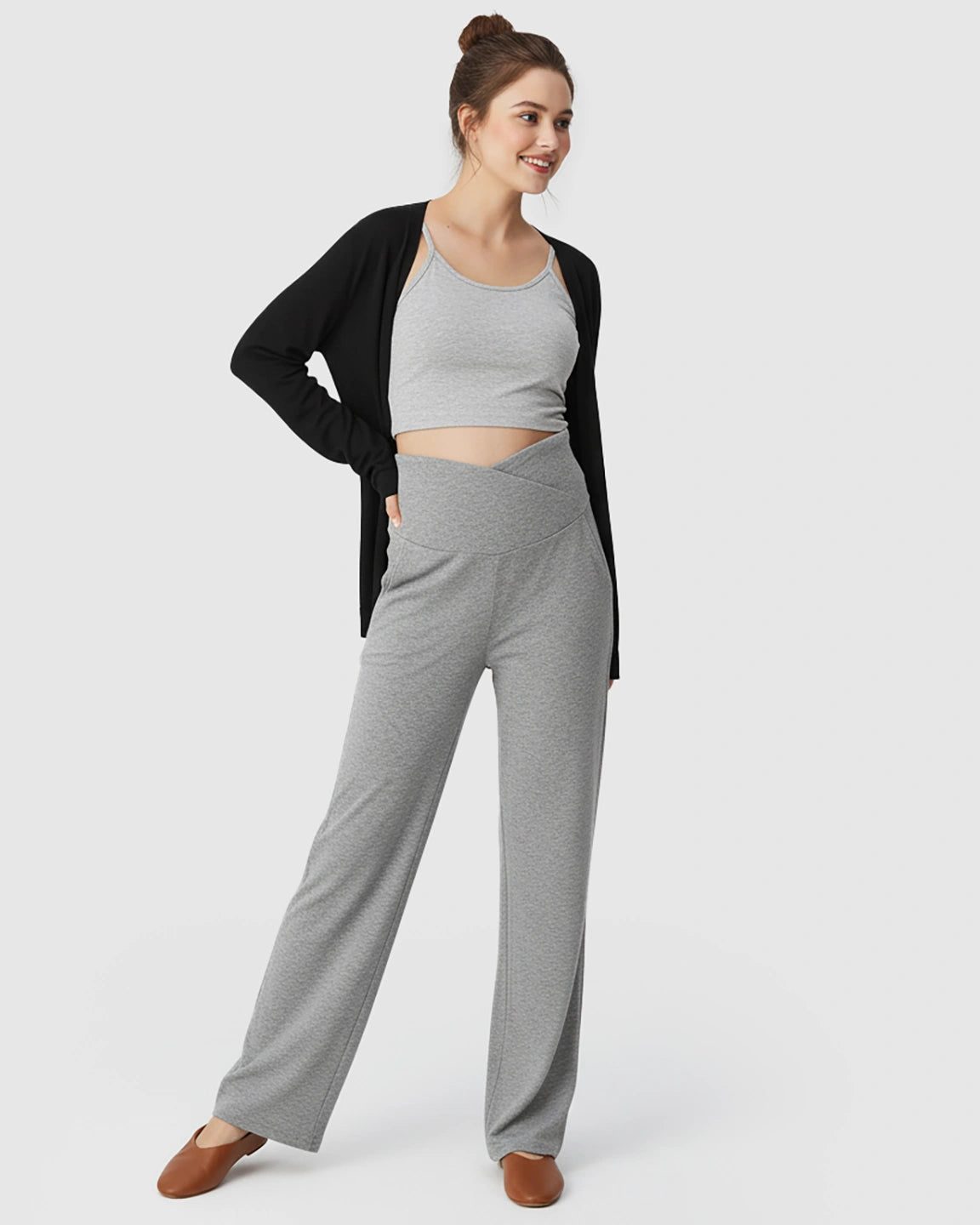 Crossover Waist Wide-Leg Maternity Lounge Pants