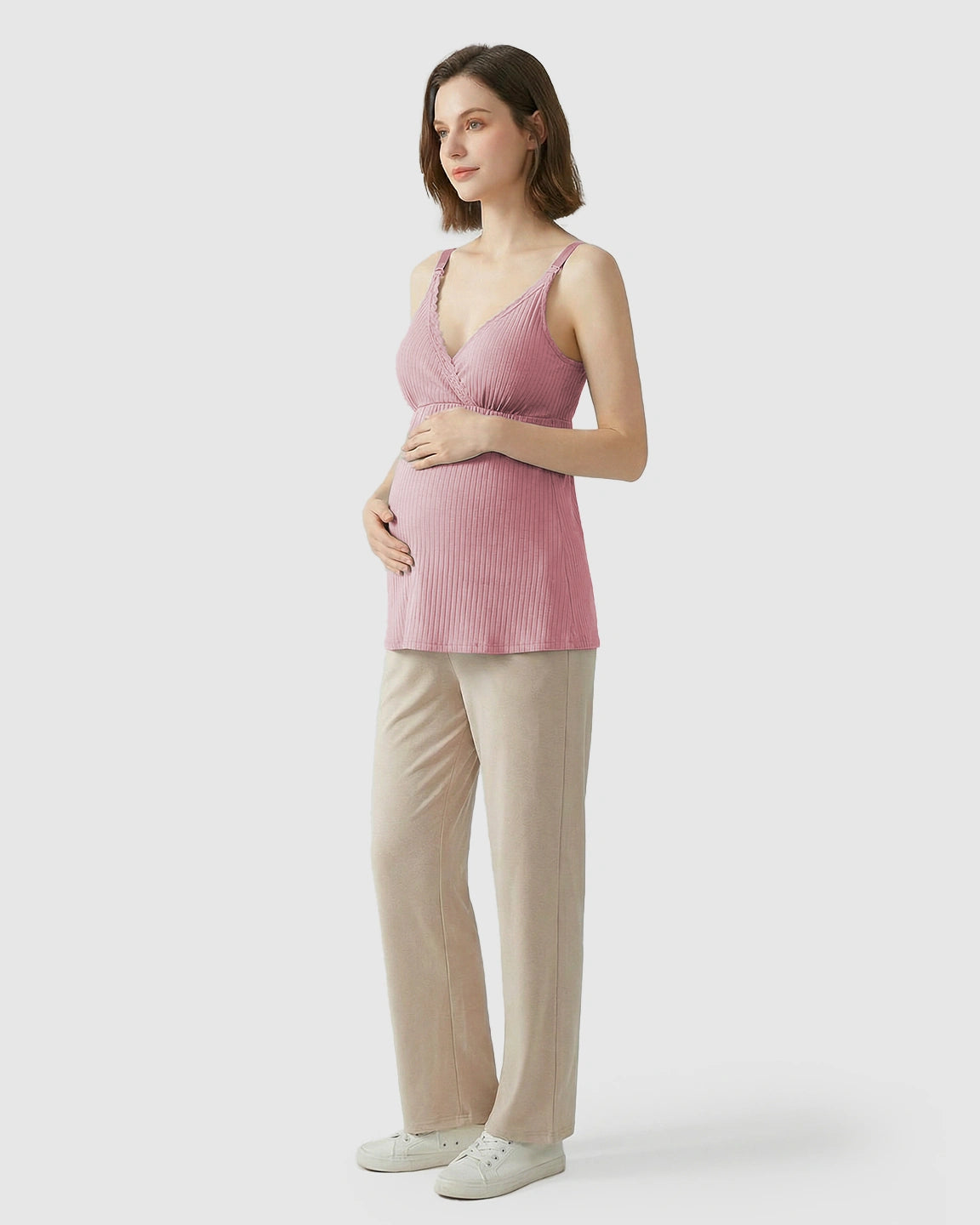 Easy-Access Crisscross Ribbed Nursing Camisole