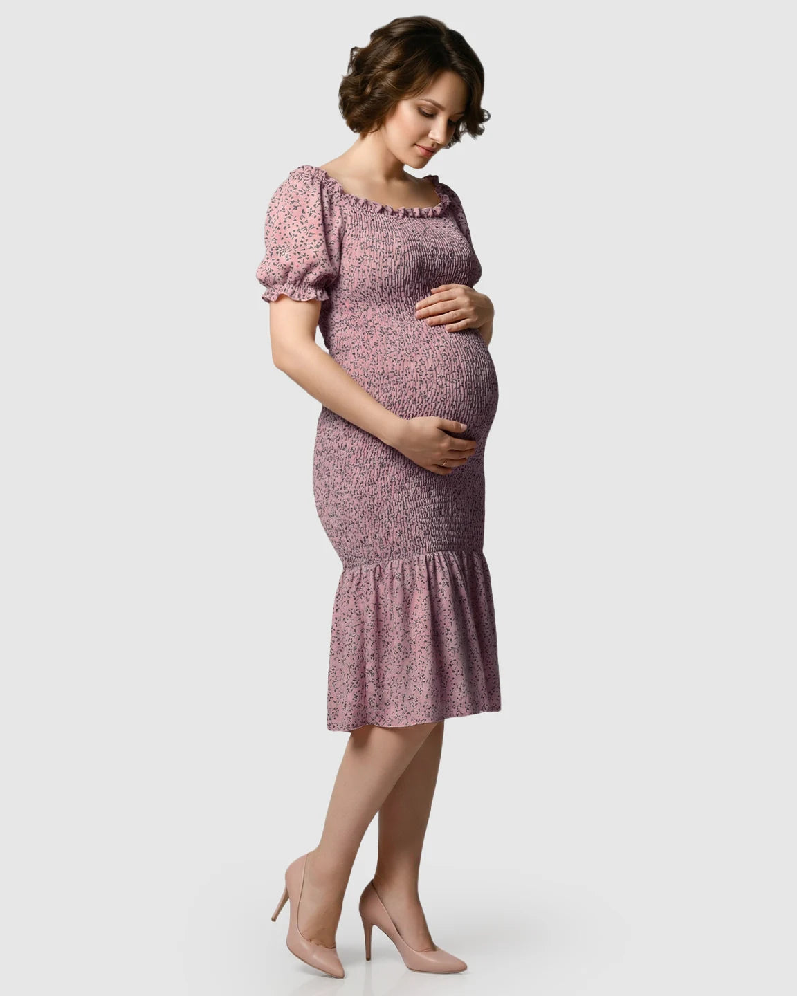Off-Shoulder Fishtail Maternity Photoshoot Dress