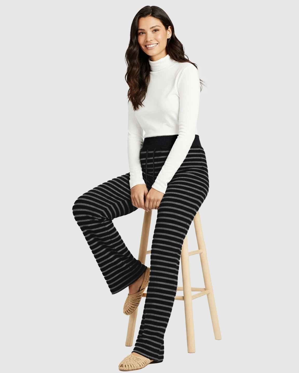 Striped Knitted Wide-Leg Maternity Pants