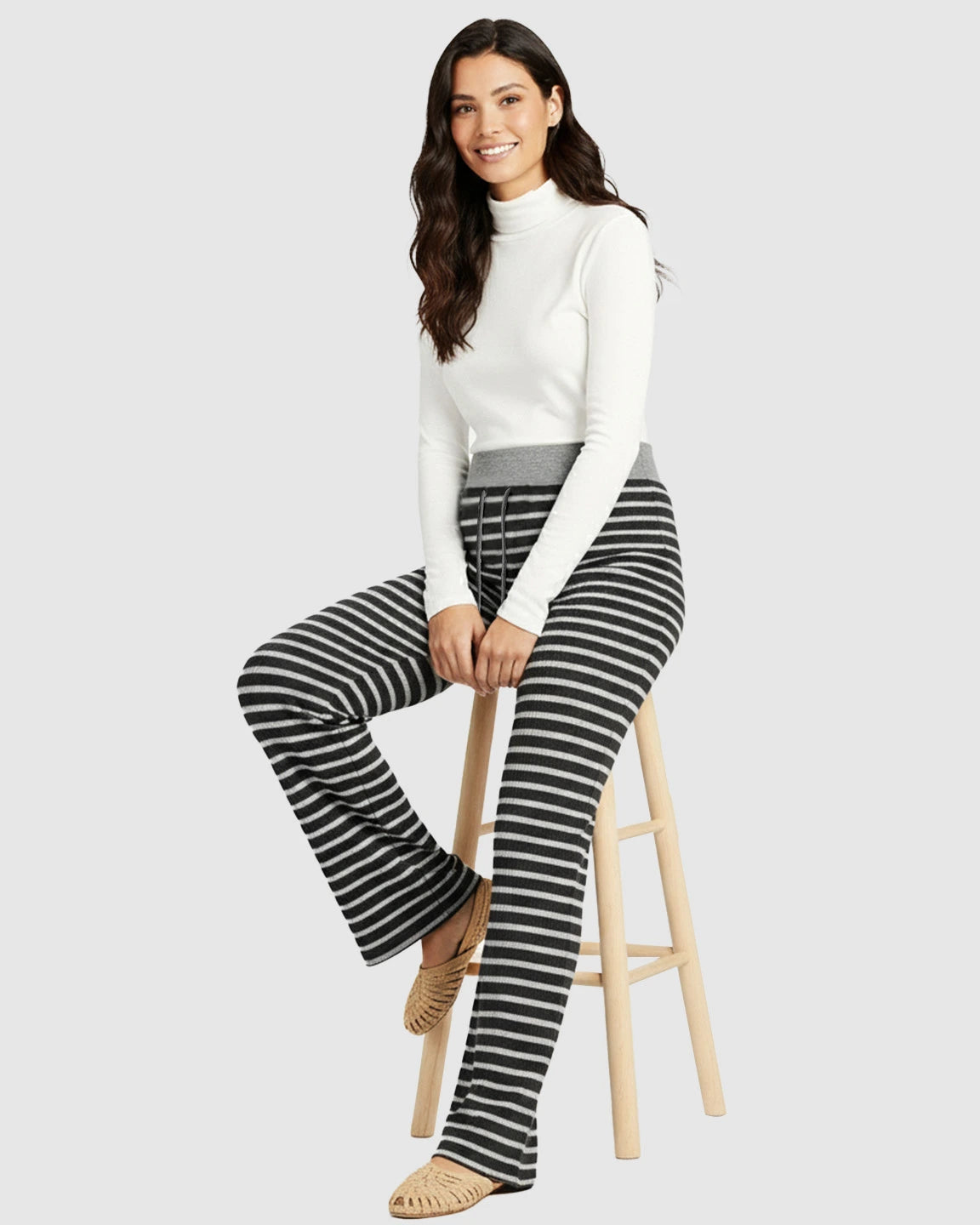 Striped Knitted Wide-Leg Maternity Pants