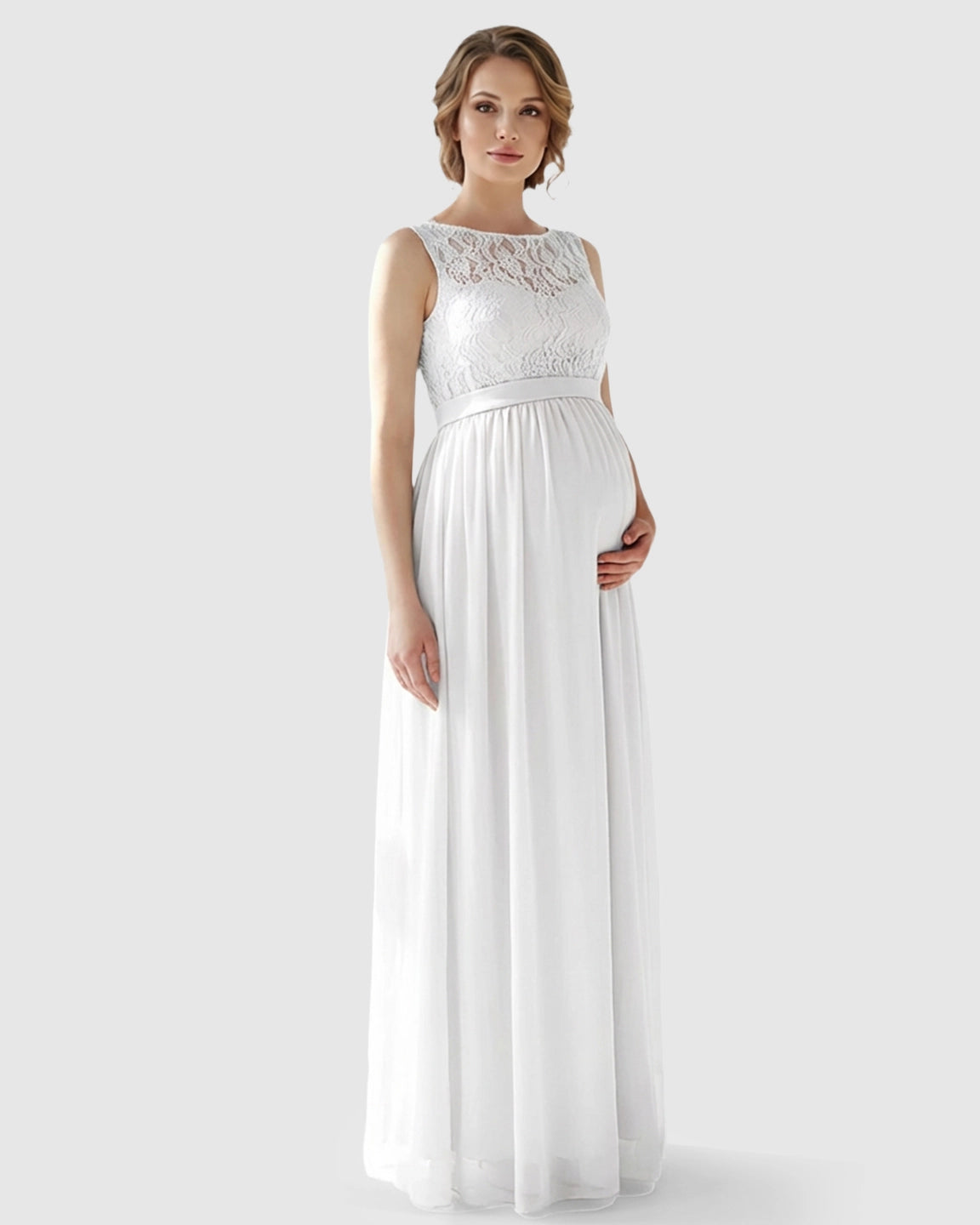 Lace Bodice Elegant Maternity Maxi Dress