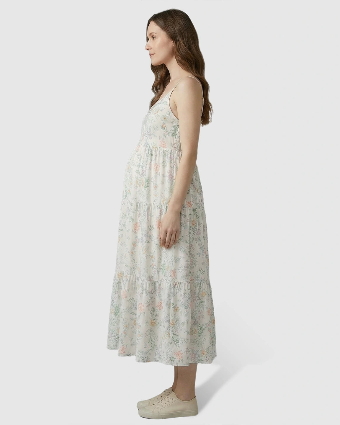 Lace Trim Floral Print Maternity Nightdress