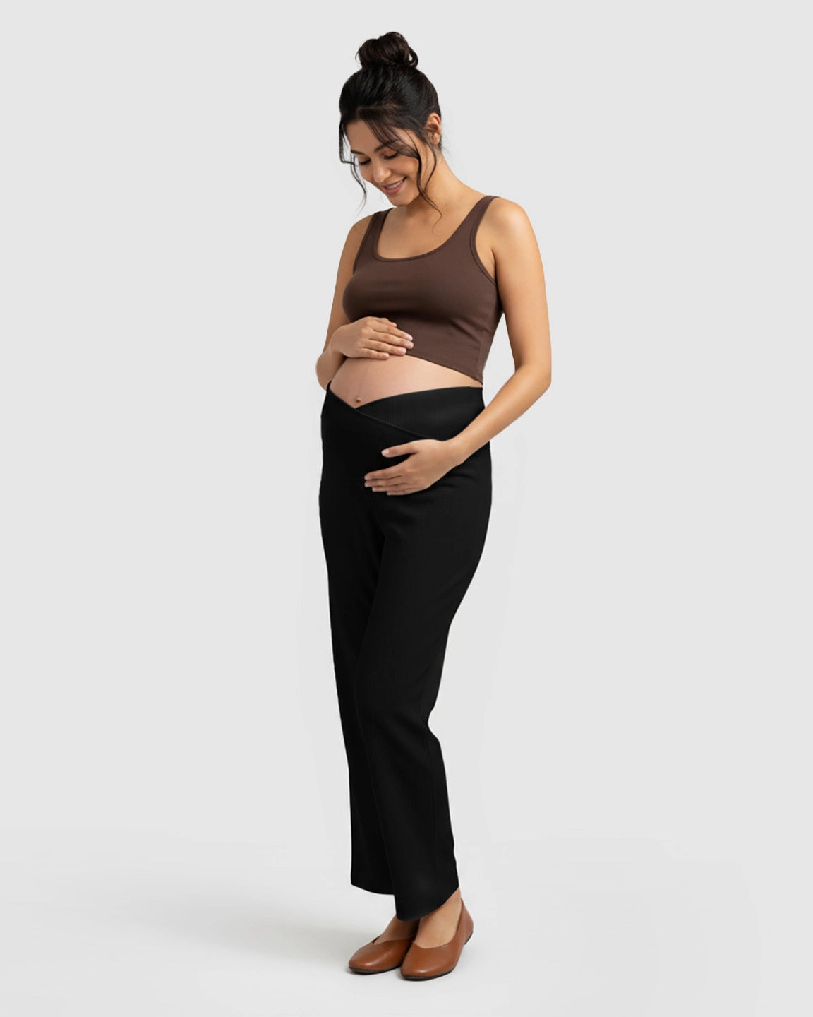 High-Waisted Wide-Leg Tailored Maternity Pants