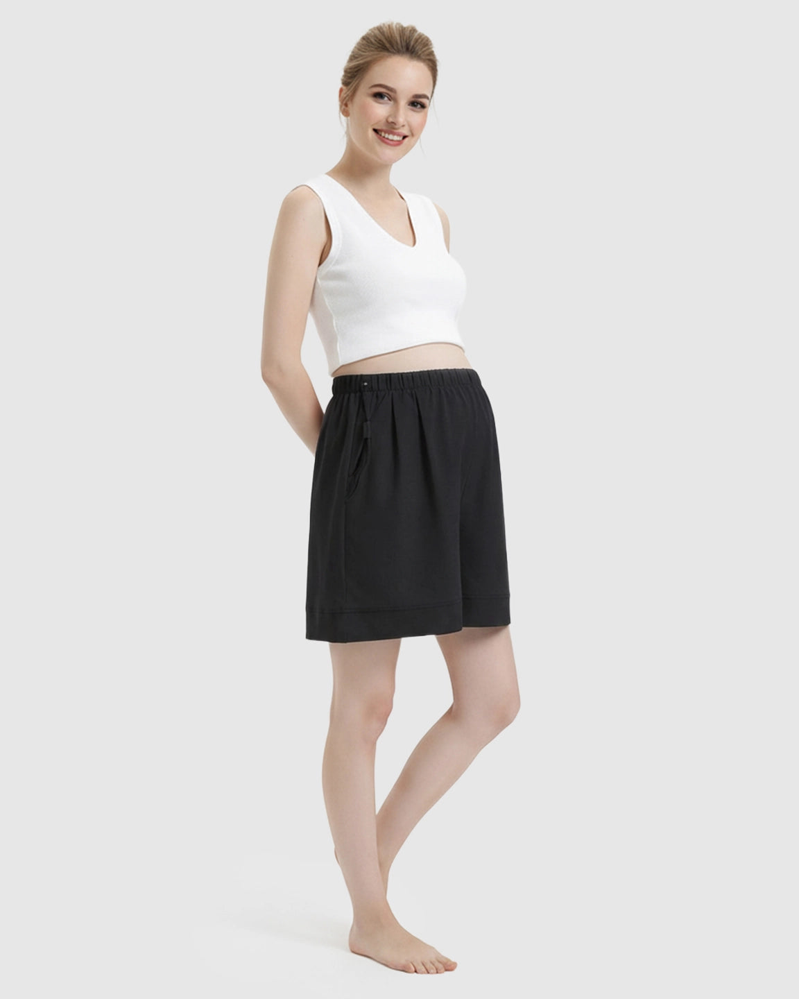Pocketed Side Drawstring Maternity Shorts