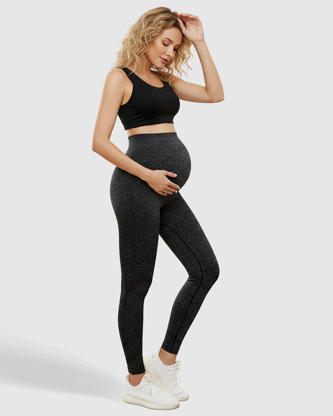 Ribbed Versatile Full Length Cut Maternity Leggings