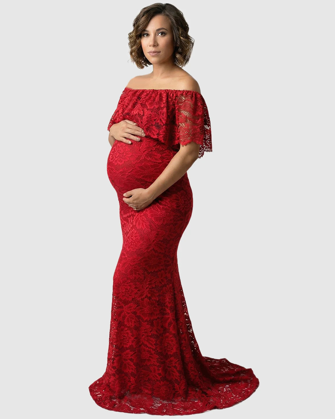 Lace Fitted Mermaid Maternity Gown