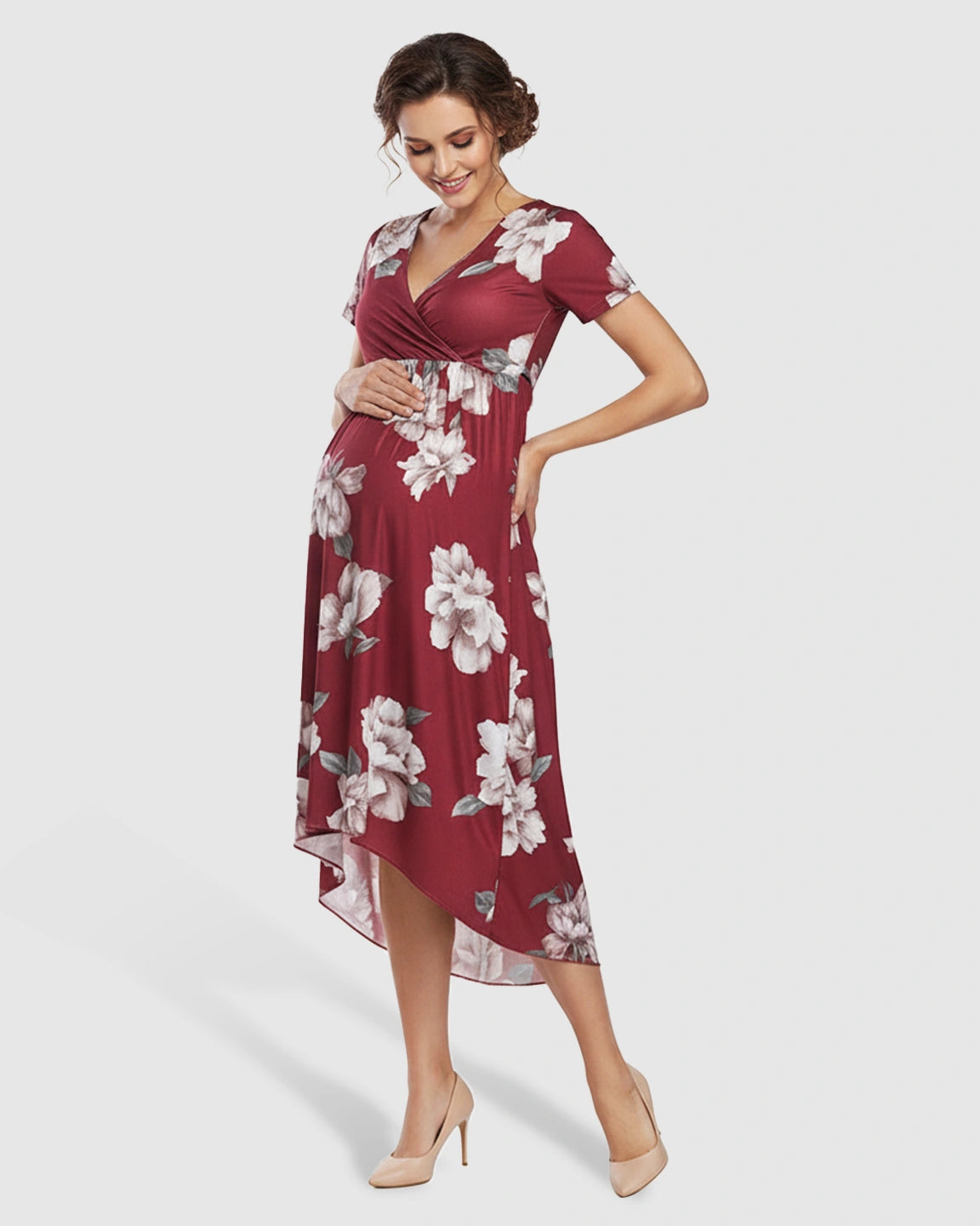 Floral Print Wrap Skirt Maternity Maxi Dress