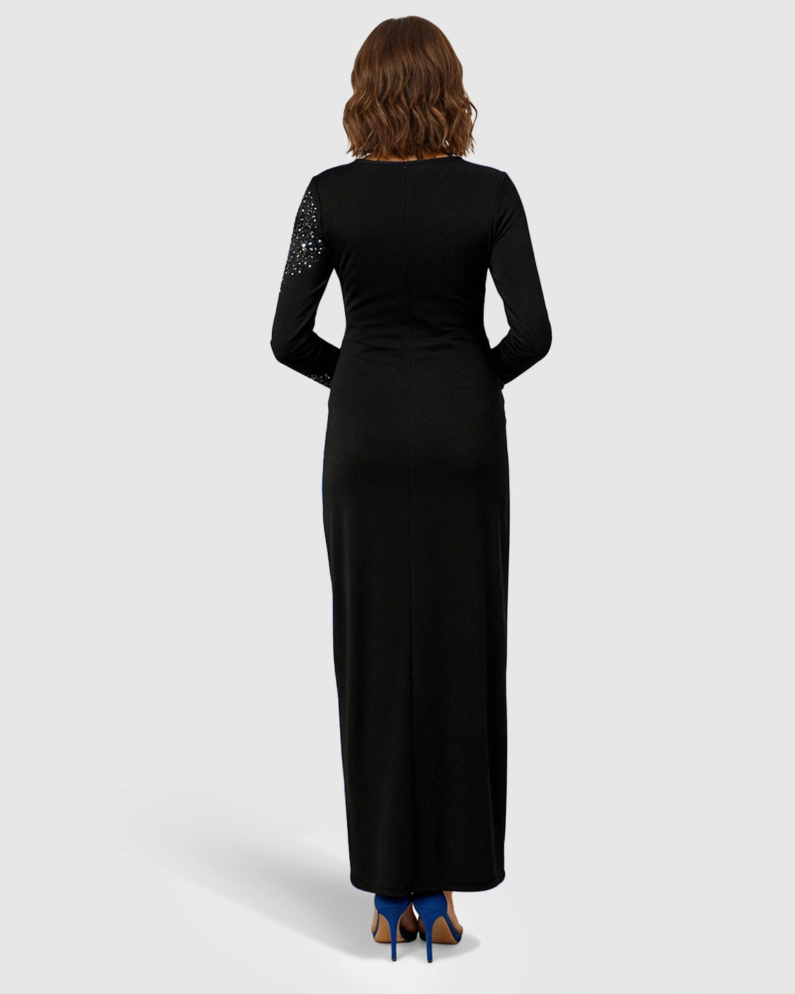 Long-Sleeve Bodycon Maternity Maxi Dress