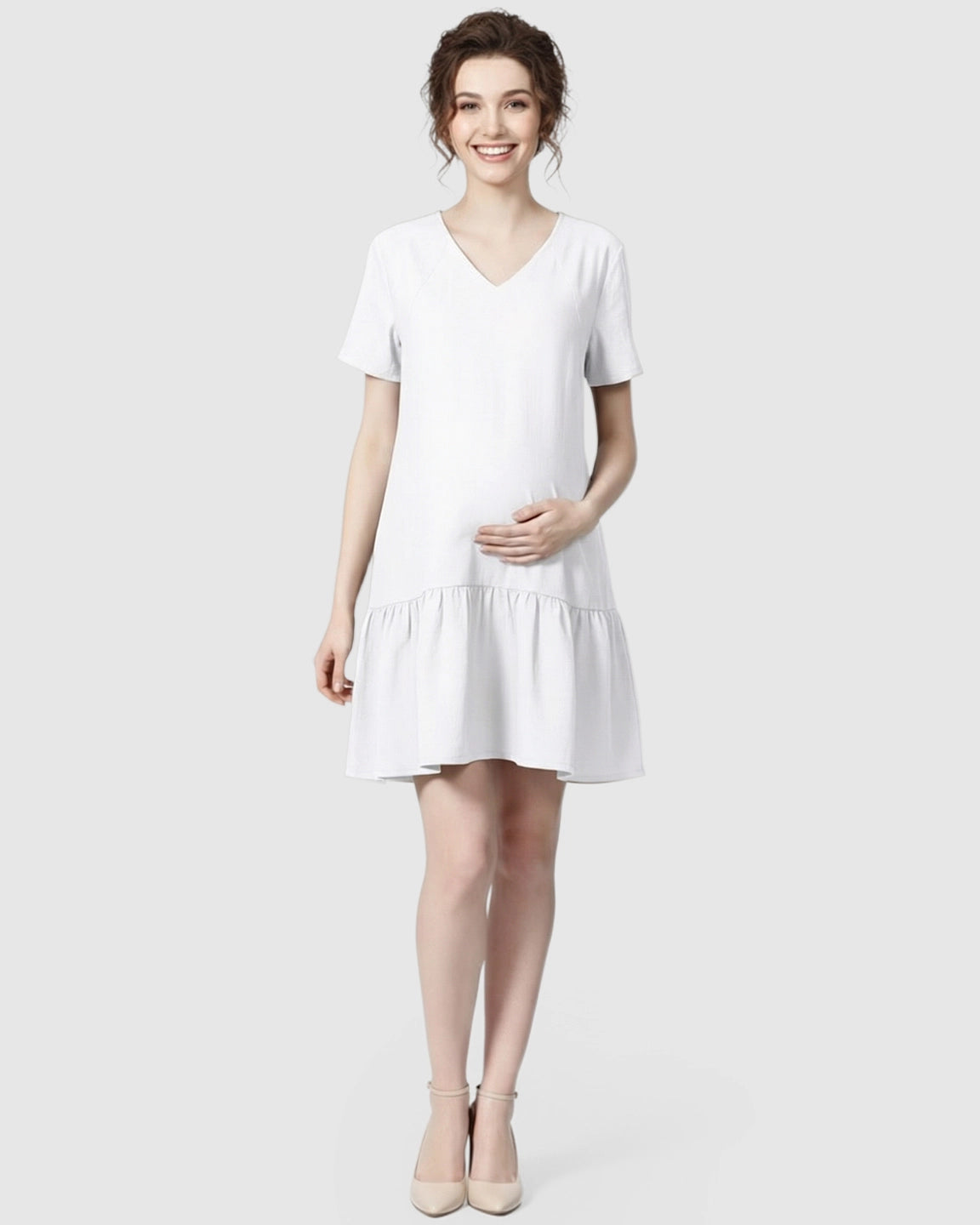 Ruffled Hem A-line Maternity & Nursing Dress