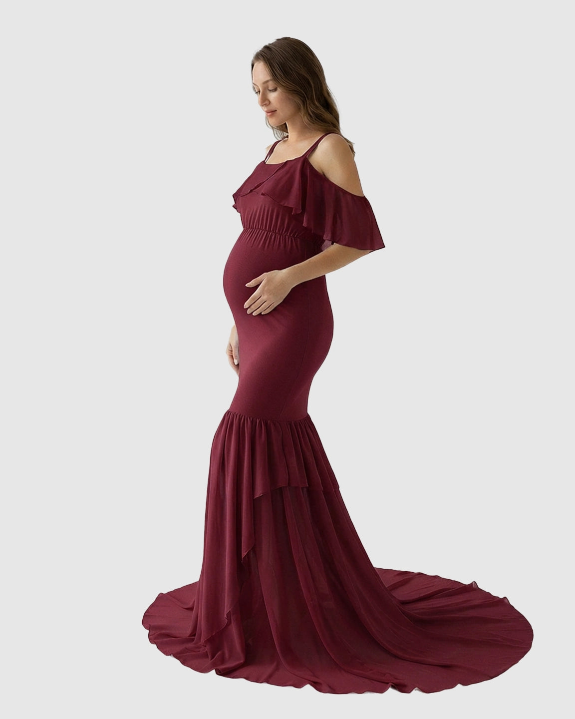 Off-Shoulder Mermaid Trail Maternity Photoshoot Dress