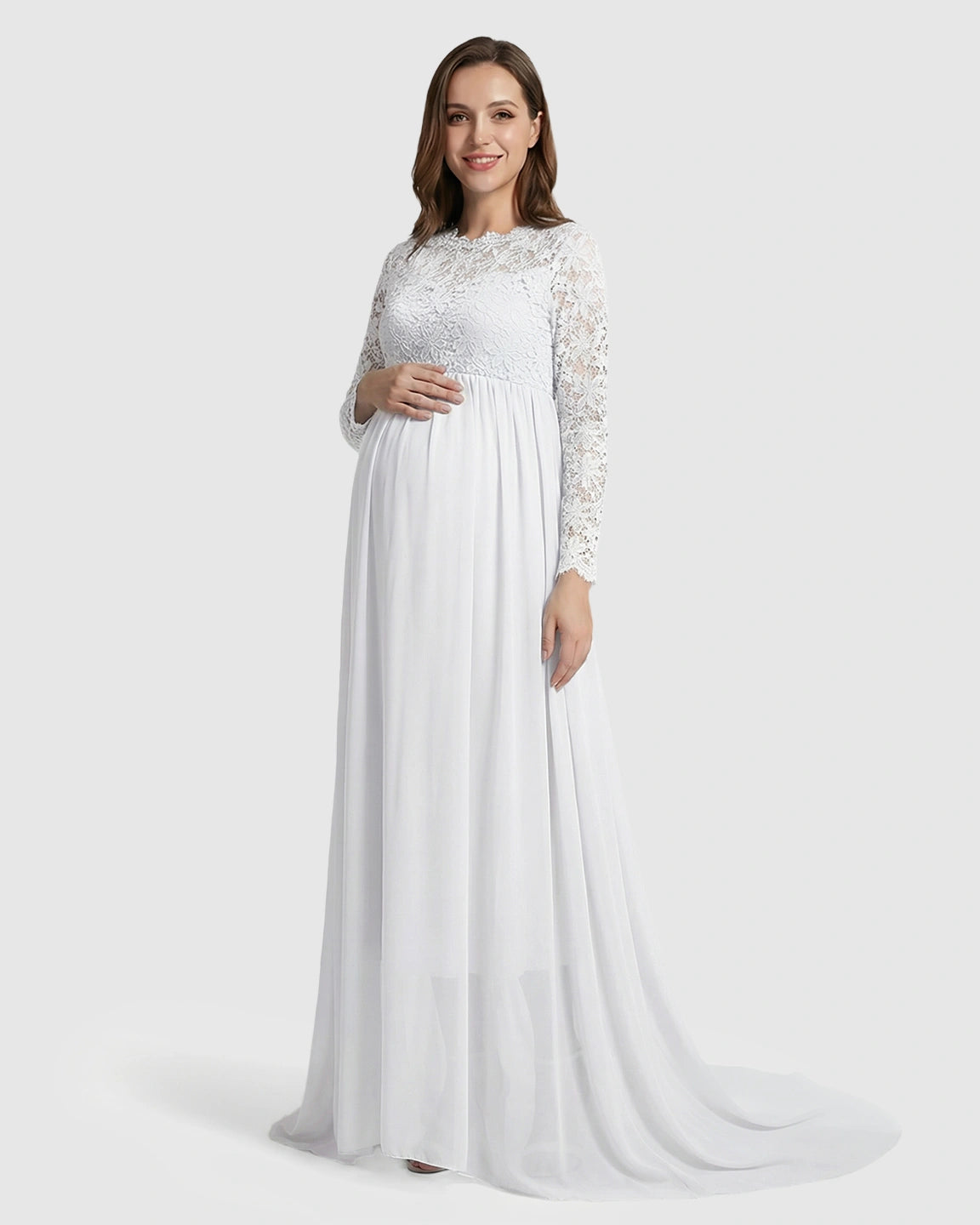 Lace Bodice Trailing Skirt Maternity Photoshoot Gown