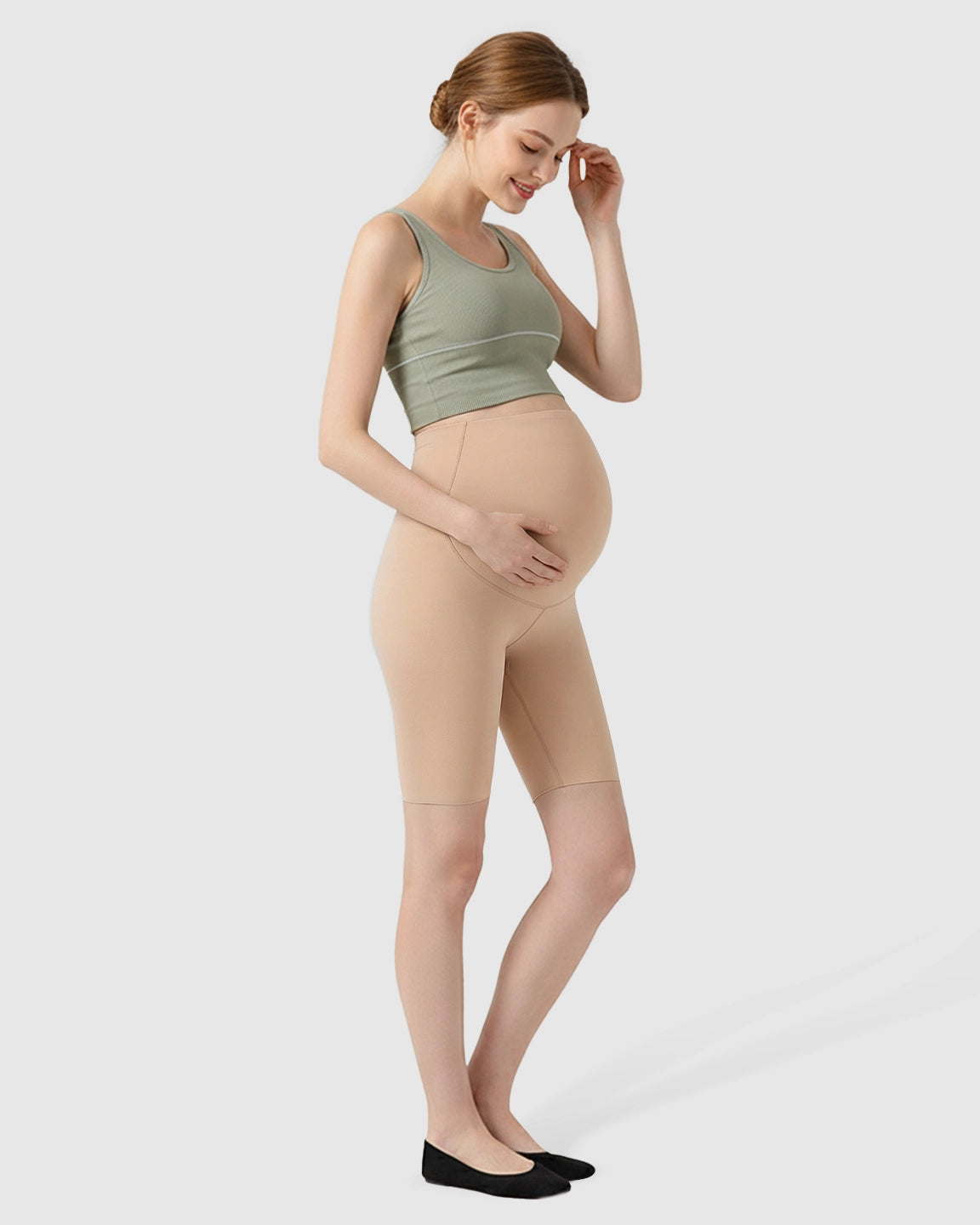 Over-Belly Seamless Design Maternity Shorts