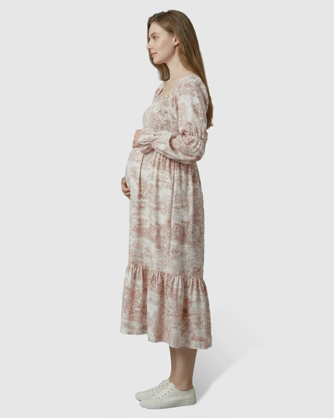 Floral Print Tiered Skirt Maternity Maxi Dress