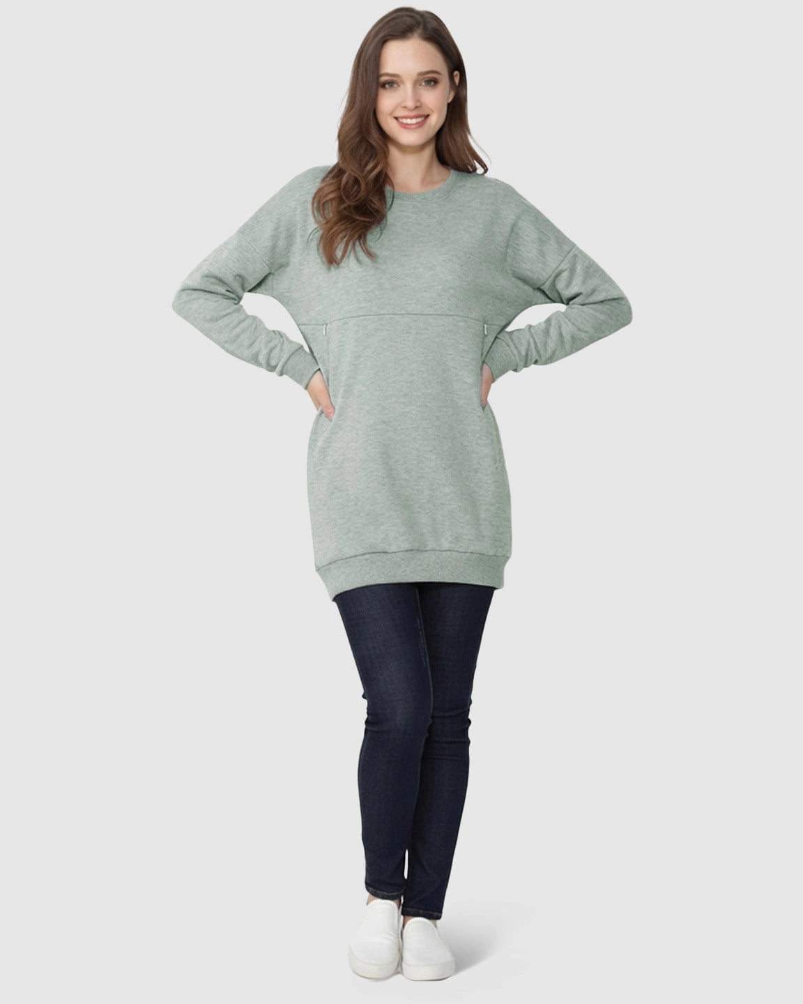 Discreet Zipper Nursing Access Casual Maternity Top