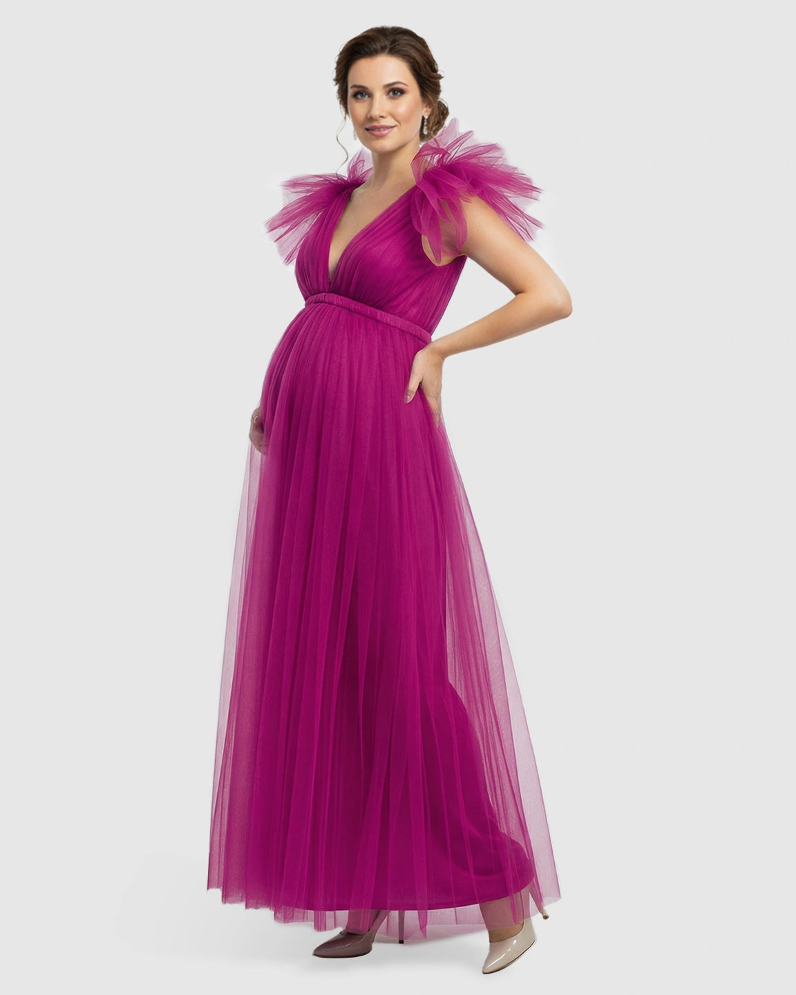 Dramatic Tulle Babydoll Maternity Photoshoot Dress