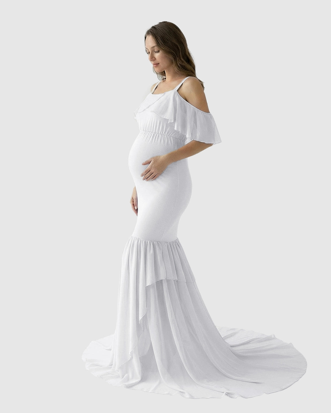 Off-Shoulder Mermaid Trail Maternity Photoshoot Dress