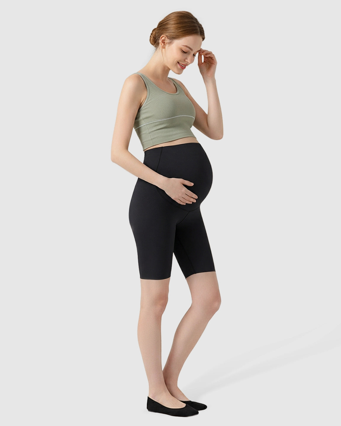 Over-Belly Seamless Design Maternity Shorts