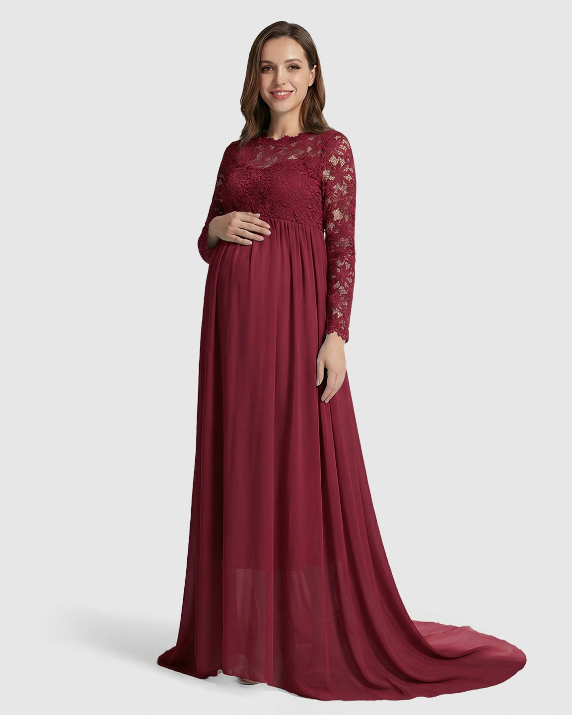 Lace Bodice Trailing Skirt Maternity Photoshoot Gown