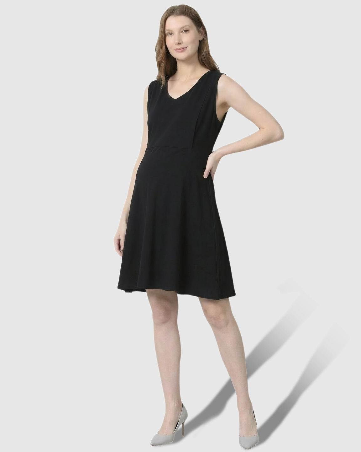 Zip-Up Nursing Access Minimalist Maternity Mini Dress