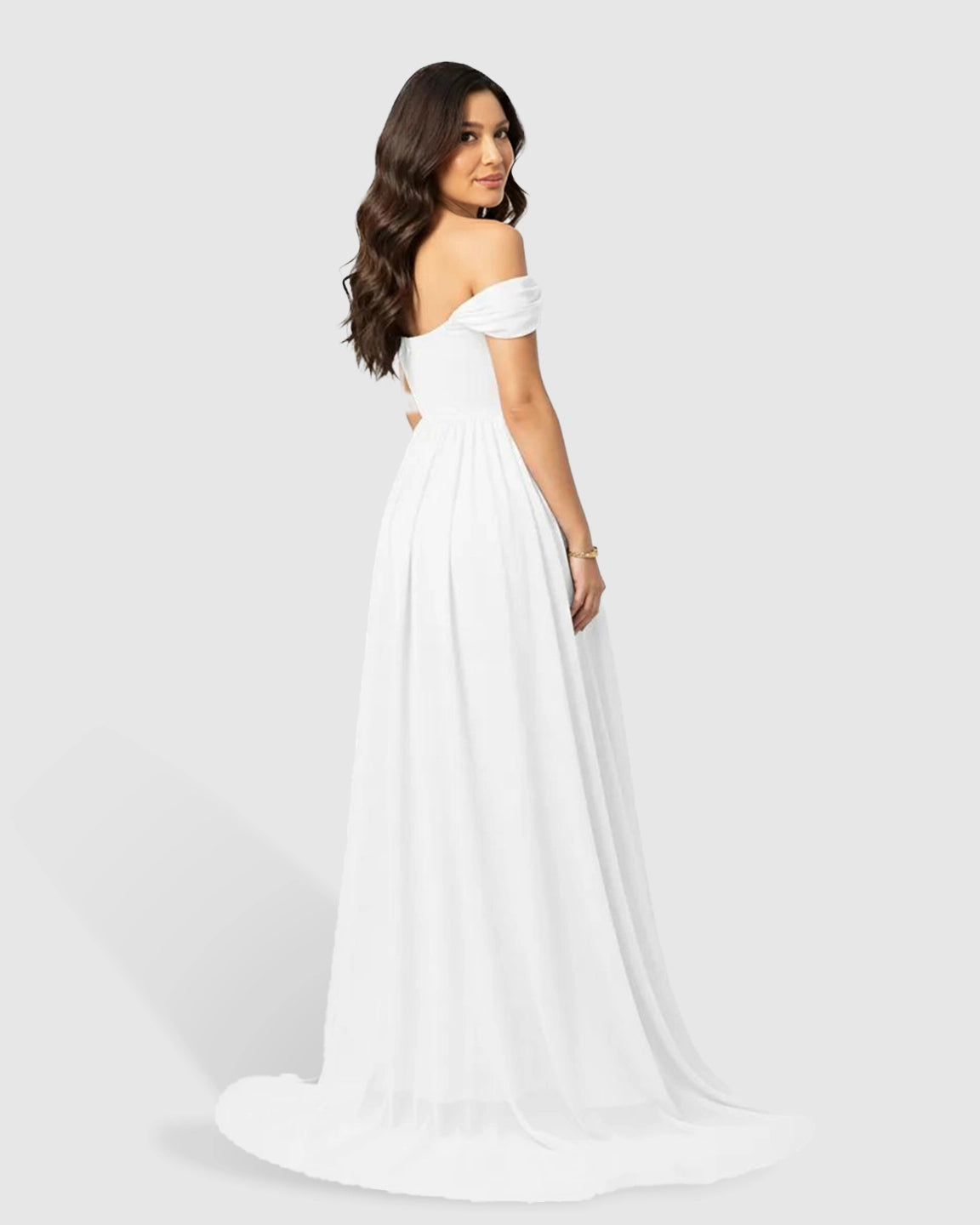 Off Shoulder Laced Flowing Maternity Maxi Dress