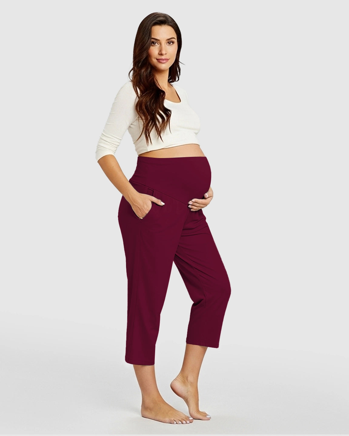 High-Waisted Maternity Capri Pants