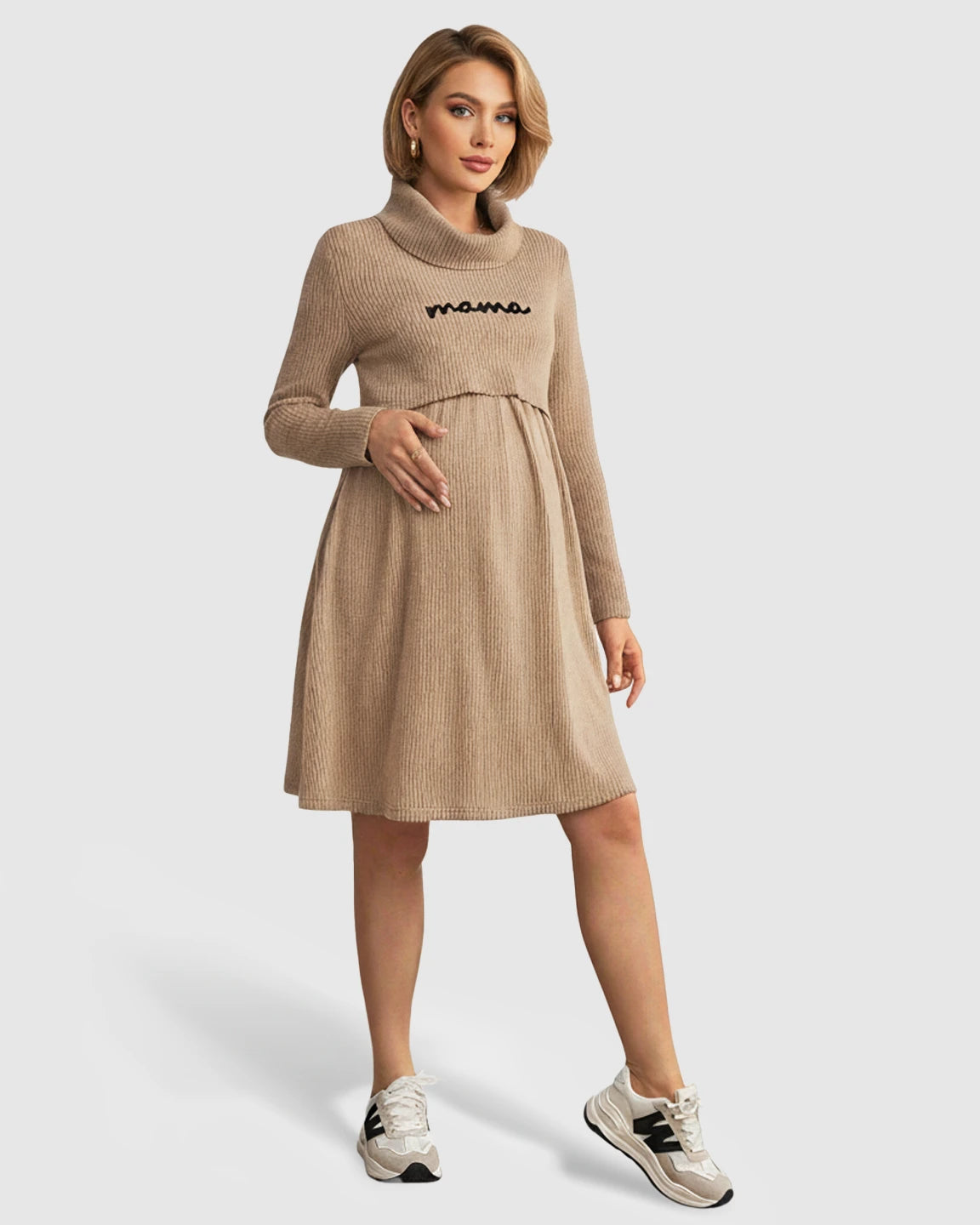 High Neck Everyday Style Maternity Nursing Dress