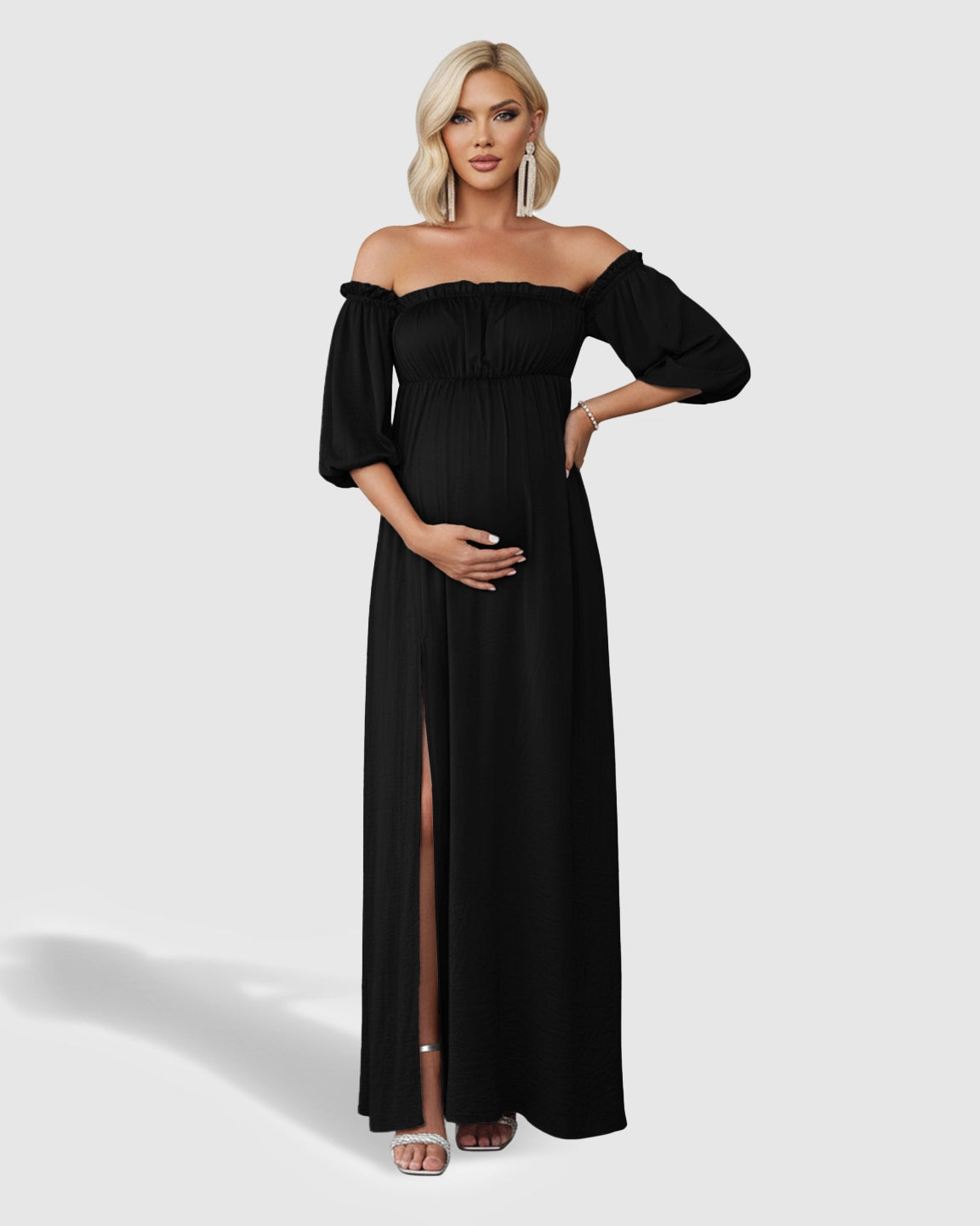 Off-Shoulder Elegant Maternity Maxi Dress