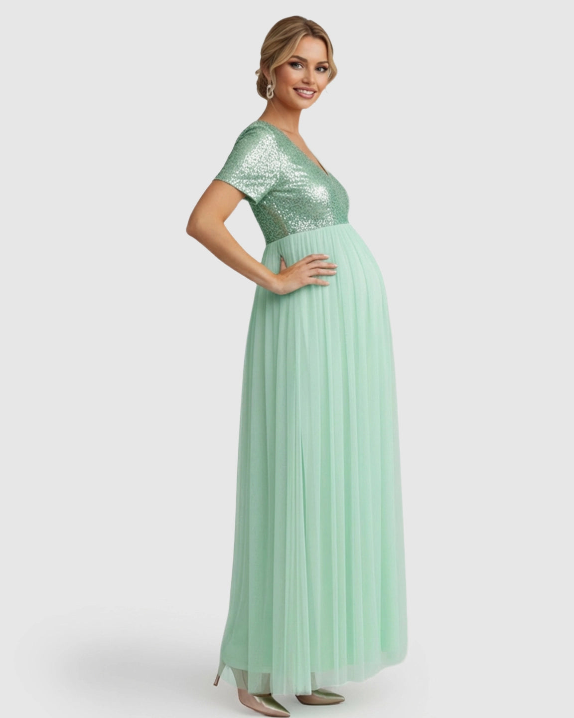 Sequin Bodice Glamorous Maternity Maxi Dress