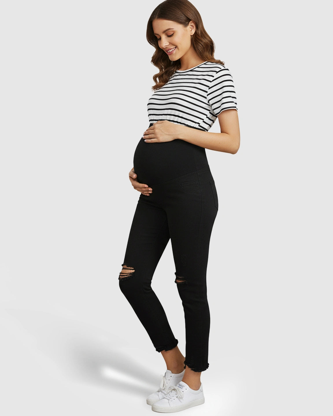 Ripped with Support-Panel Maternity Skinny Jeans