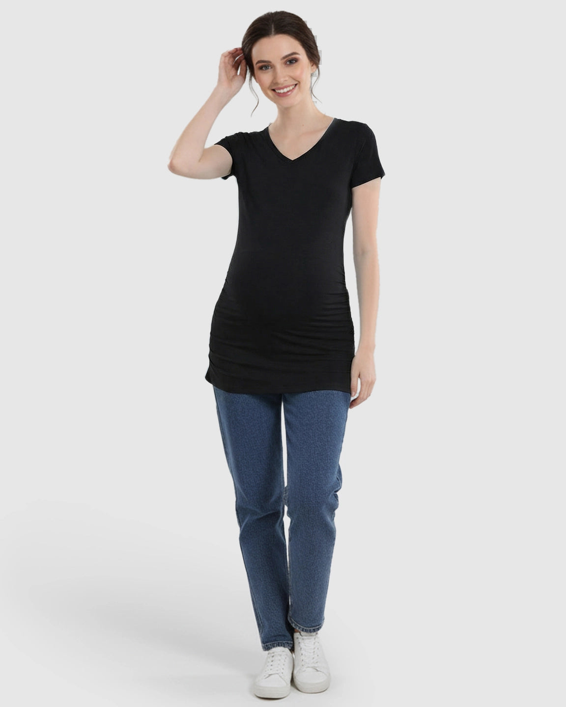 Short Sleeve Ruched Slim Fit Maternity Top
